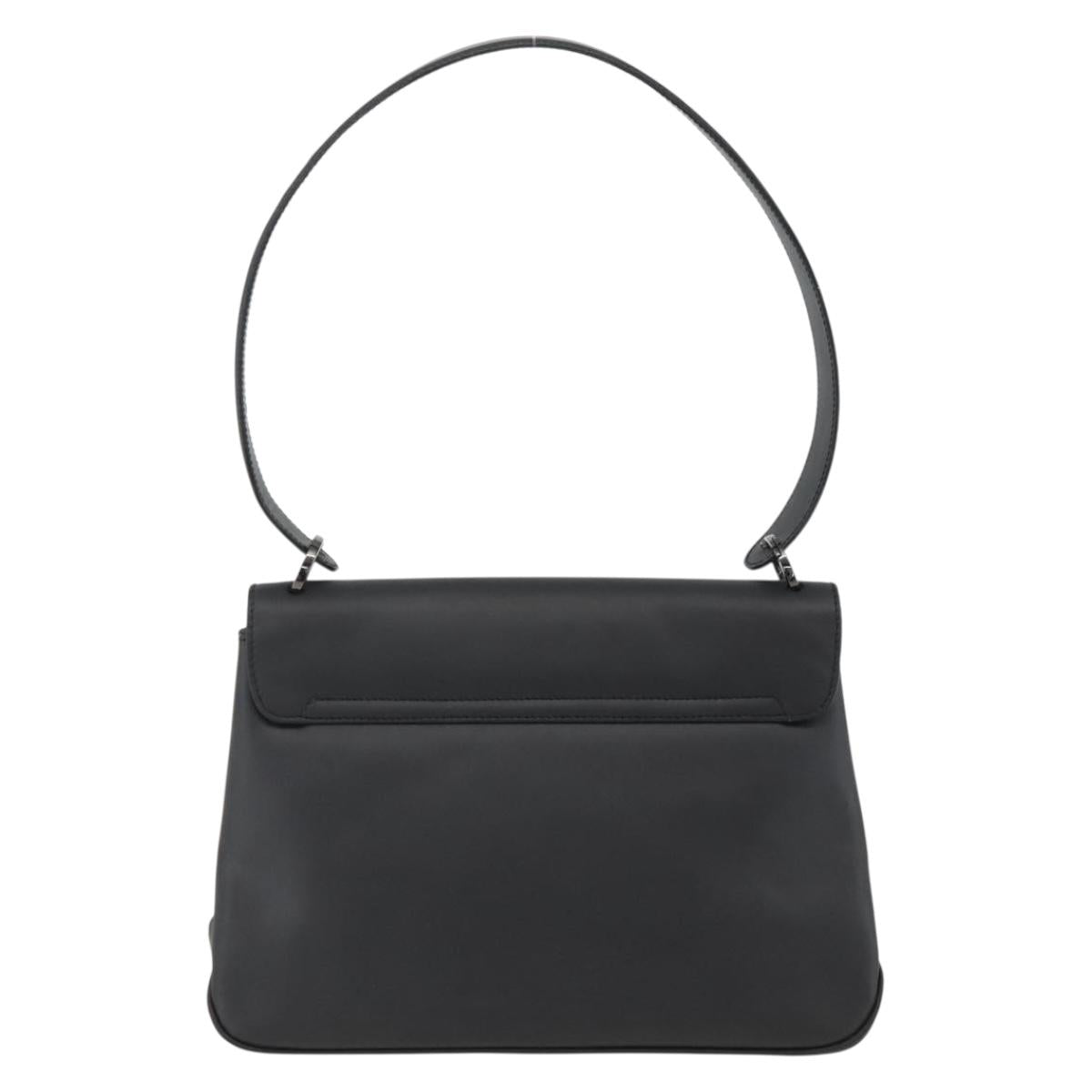 Salvatore Ferragamo Vala Shoulder Bag PVC Canvas Black Silver Auth gh1939