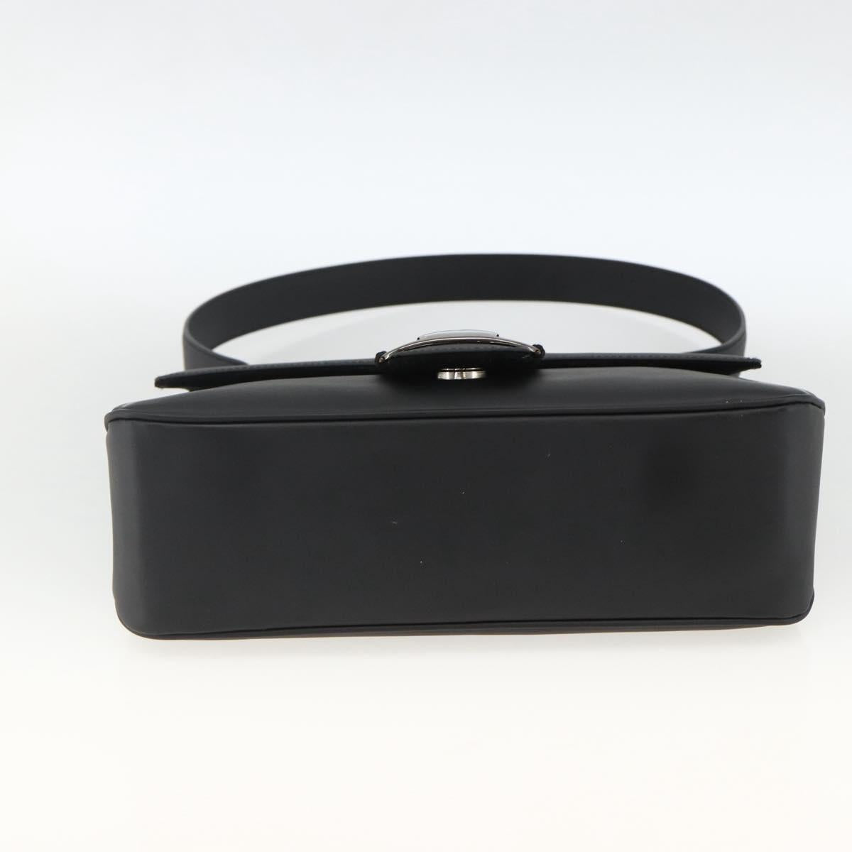 Salvatore Ferragamo Vala Shoulder Bag PVC Canvas Black Silver Auth gh1939