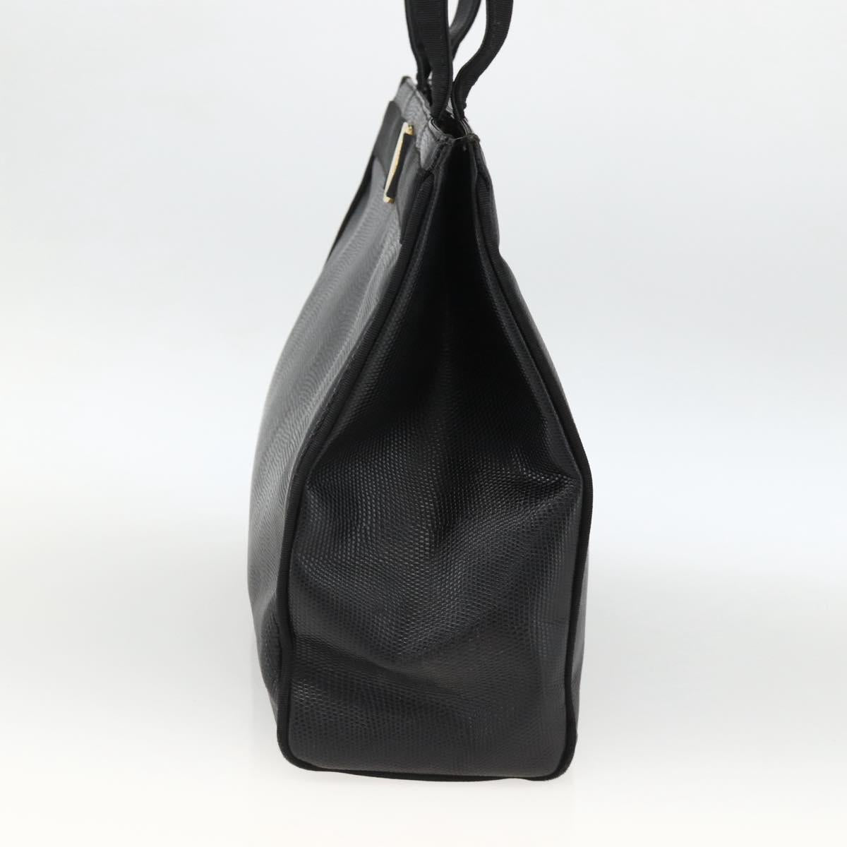 Salvatore Ferragamo Vala Tote Bag Leather Black Gold Auth gh1943