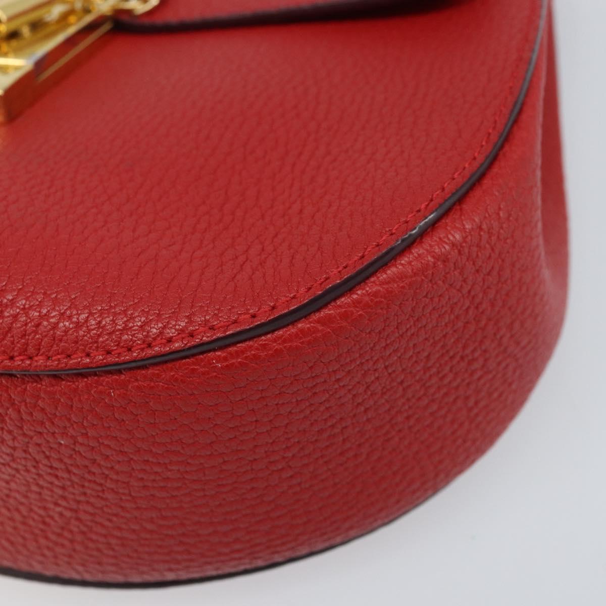 Chloe Chain Shoulder Bag Leather Red Gold Auth gh1944
