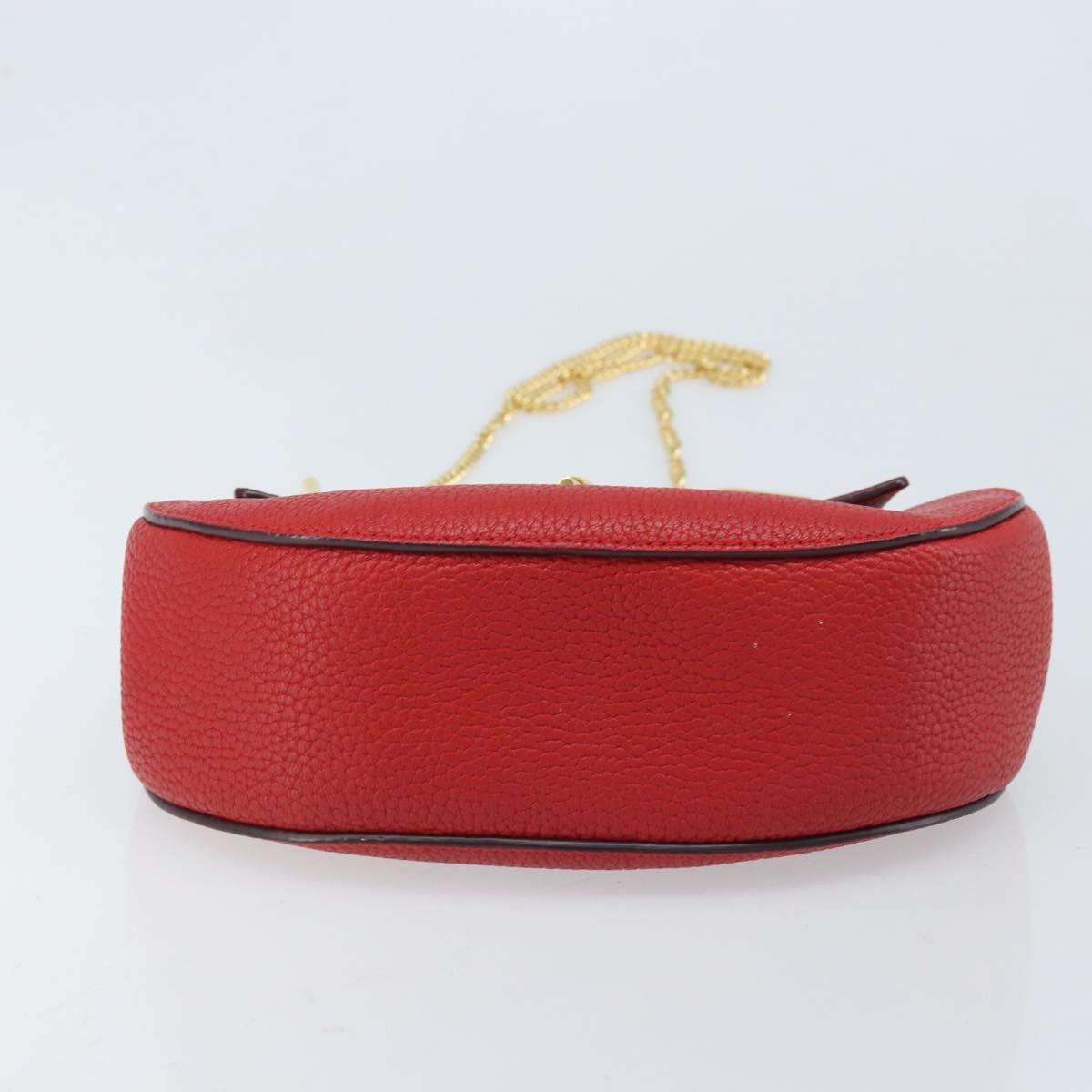 Chloe Chain Shoulder Bag Leather Red Gold Auth gh1944