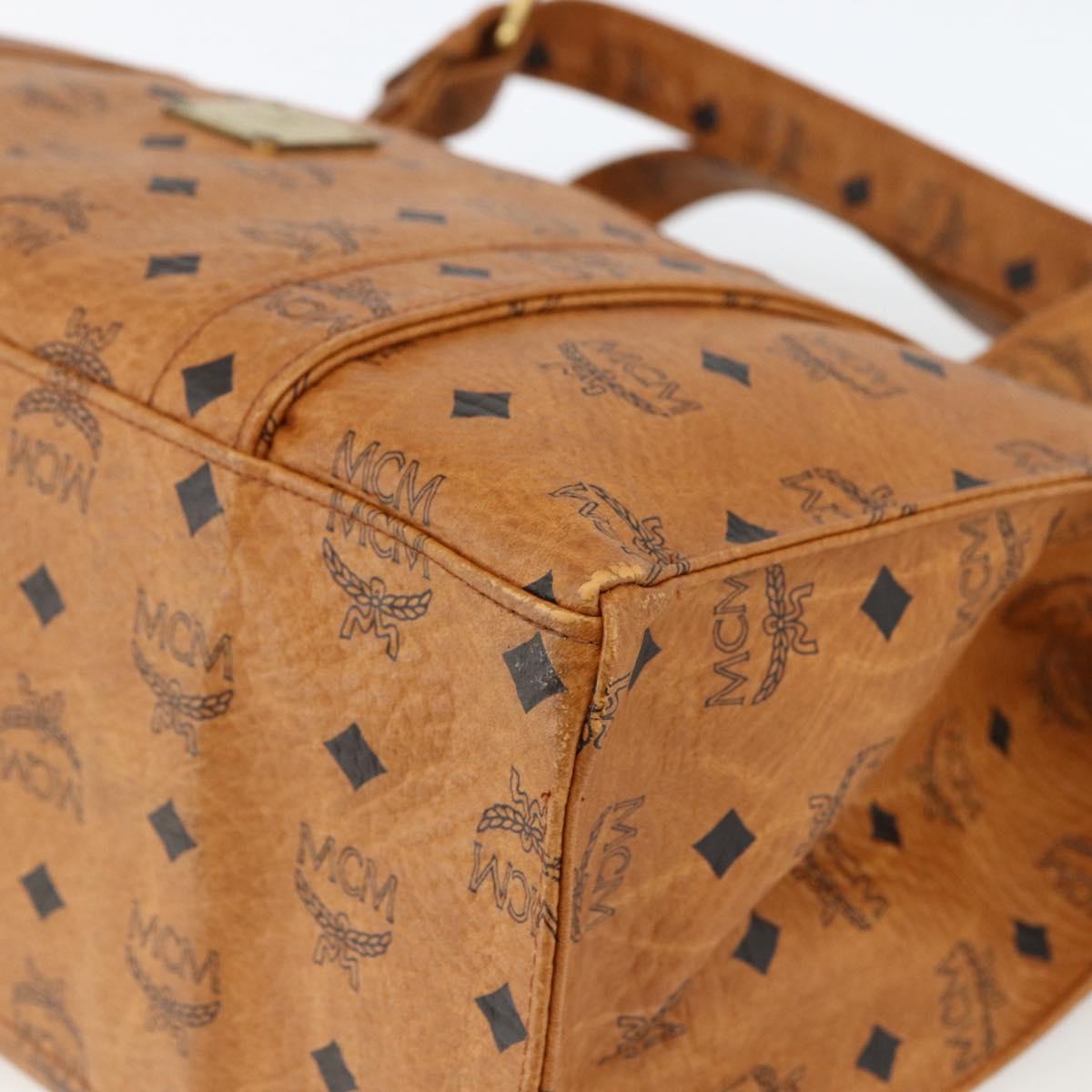MCM Logogram Vicetos Shoulder Bag PVC Brown Gold Auth gh1945