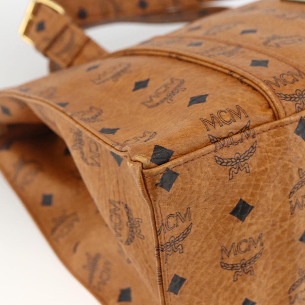 MCM Logogram Vicetos Shoulder Bag PVC Brown Gold Auth gh1945
