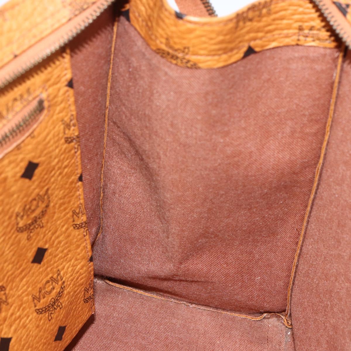 MCM Logogram Vicetos Shoulder Bag PVC Brown Gold Auth gh1945