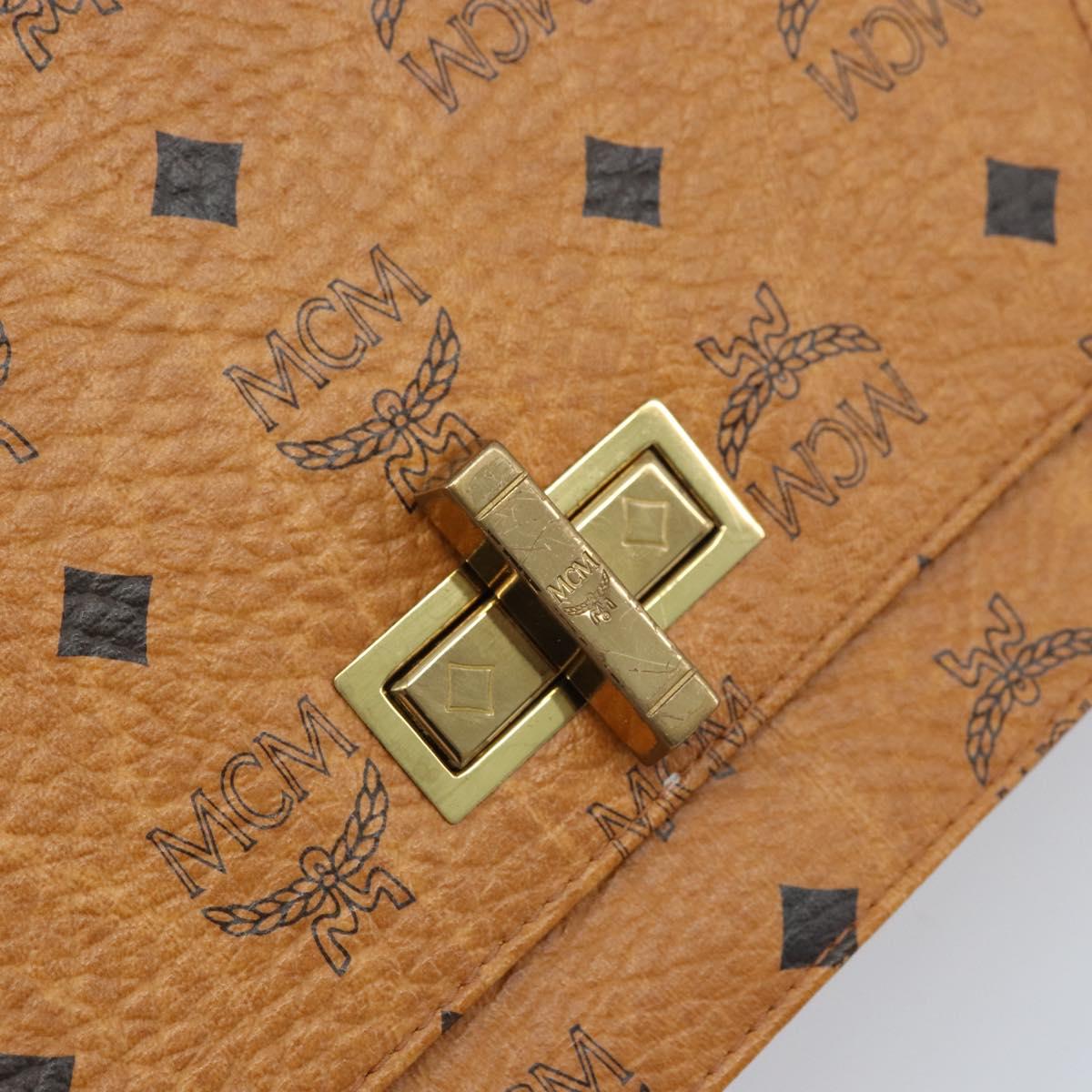 MCM Vicetos Logogram Shoulder Bag PVC Leather Brown Gold Auth gh1946