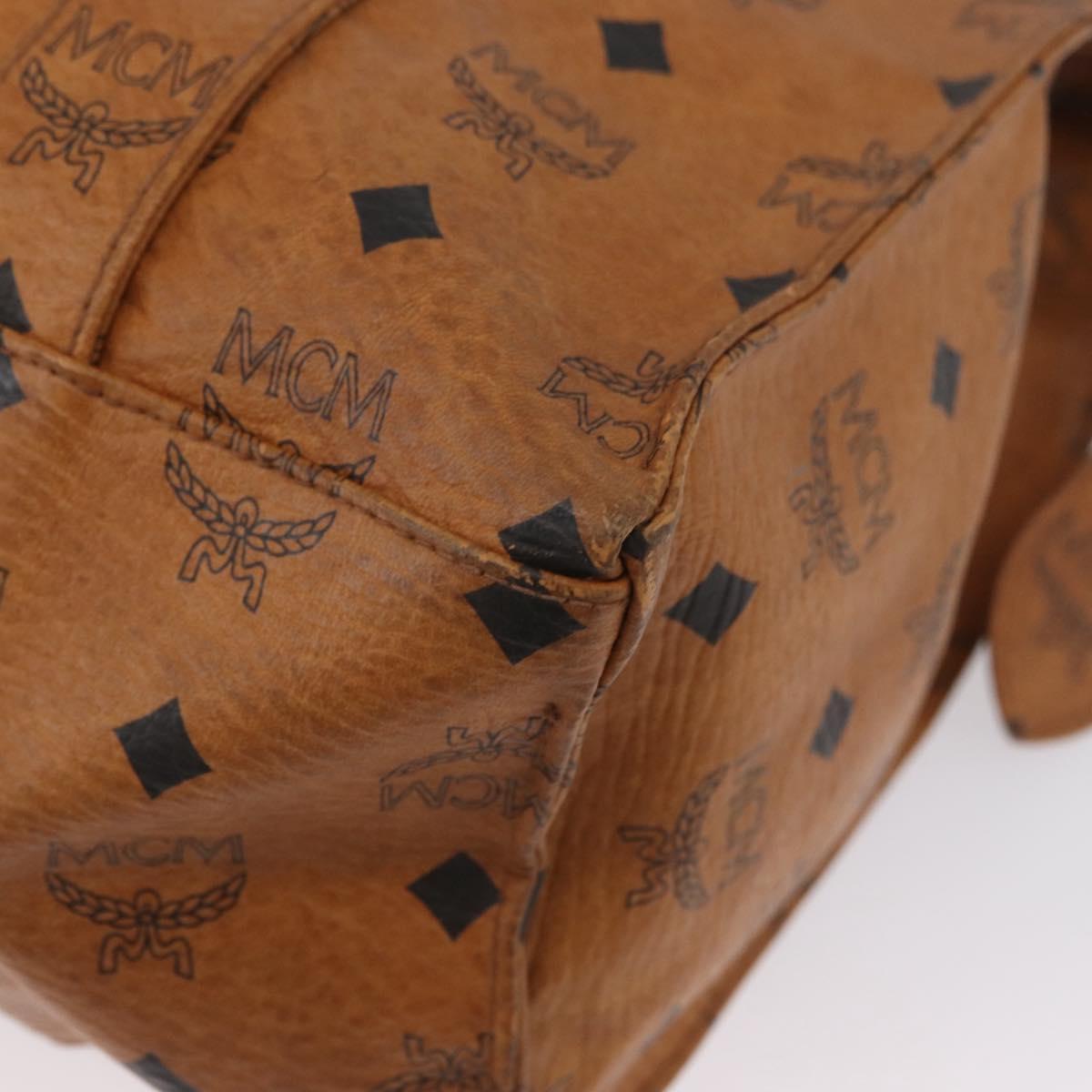 MCM Vicetos Logogram Tote Bag PVC Leather Brown Gold Auth gh1947