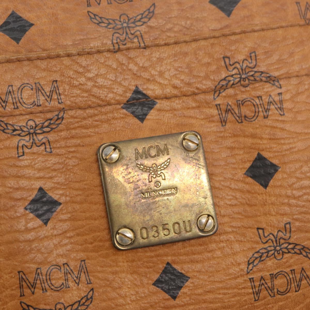 MCM Vicetos Logogram Tote Bag PVC Leather Brown Gold Auth gh1947