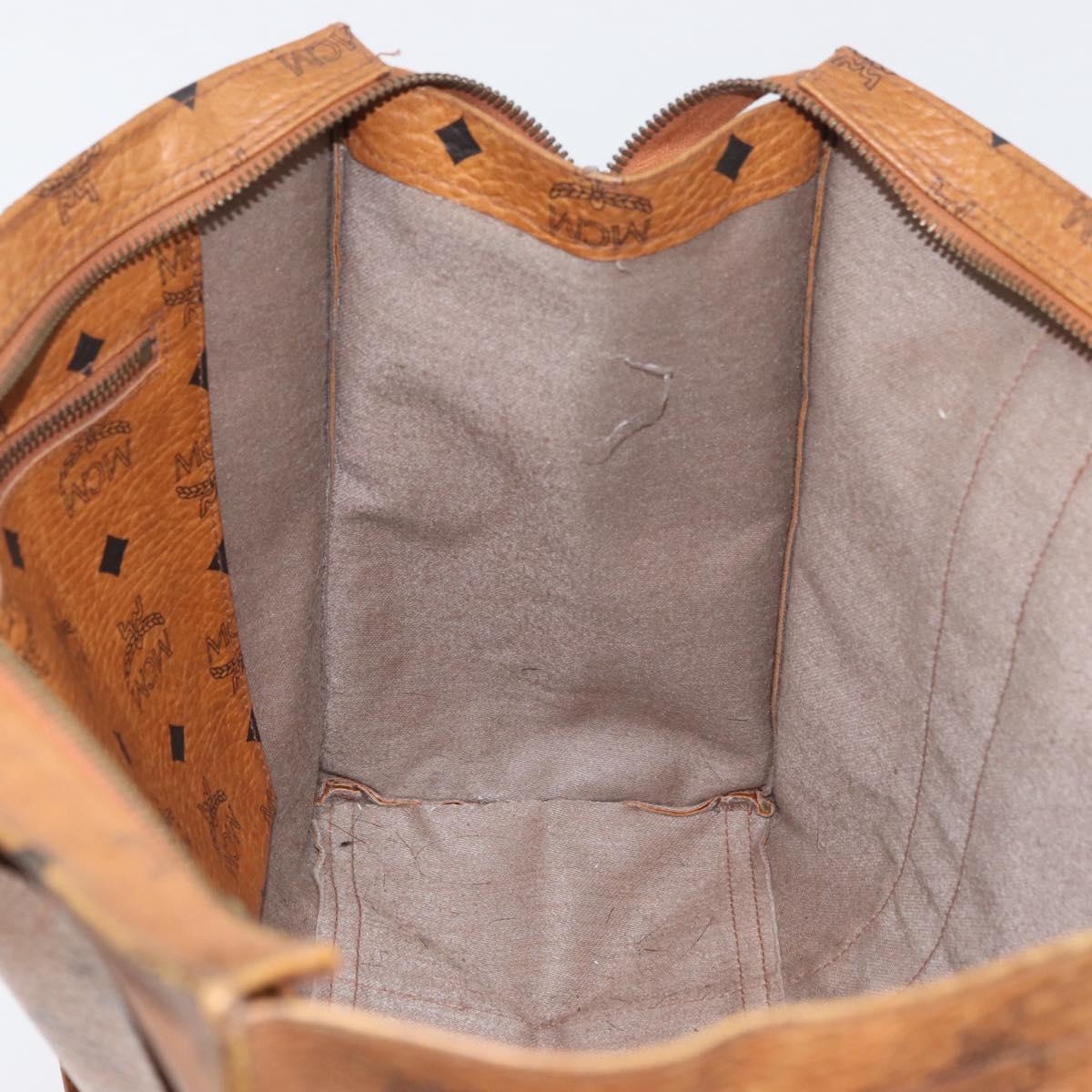 MCM Vicetos Logogram Tote Bag PVC Leather Brown Gold Auth gh1947
