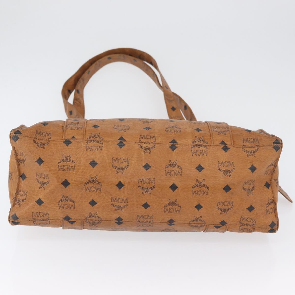 MCM Vicetos Logogram Tote Bag PVC Leather Brown Gold Auth gh1947