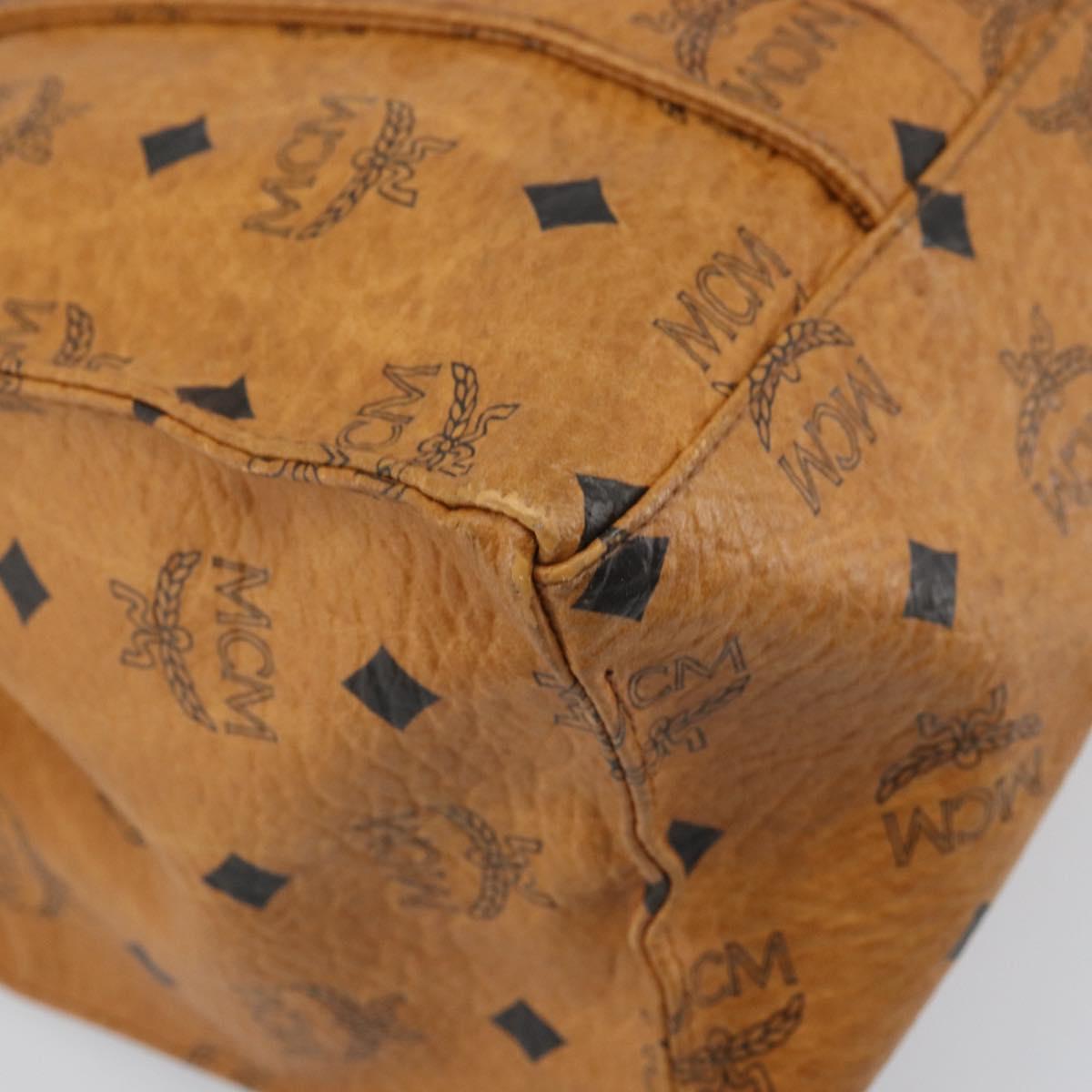 MCM Logogram Vicetos Tote Bag PVC Brown Gold Auth gh1948