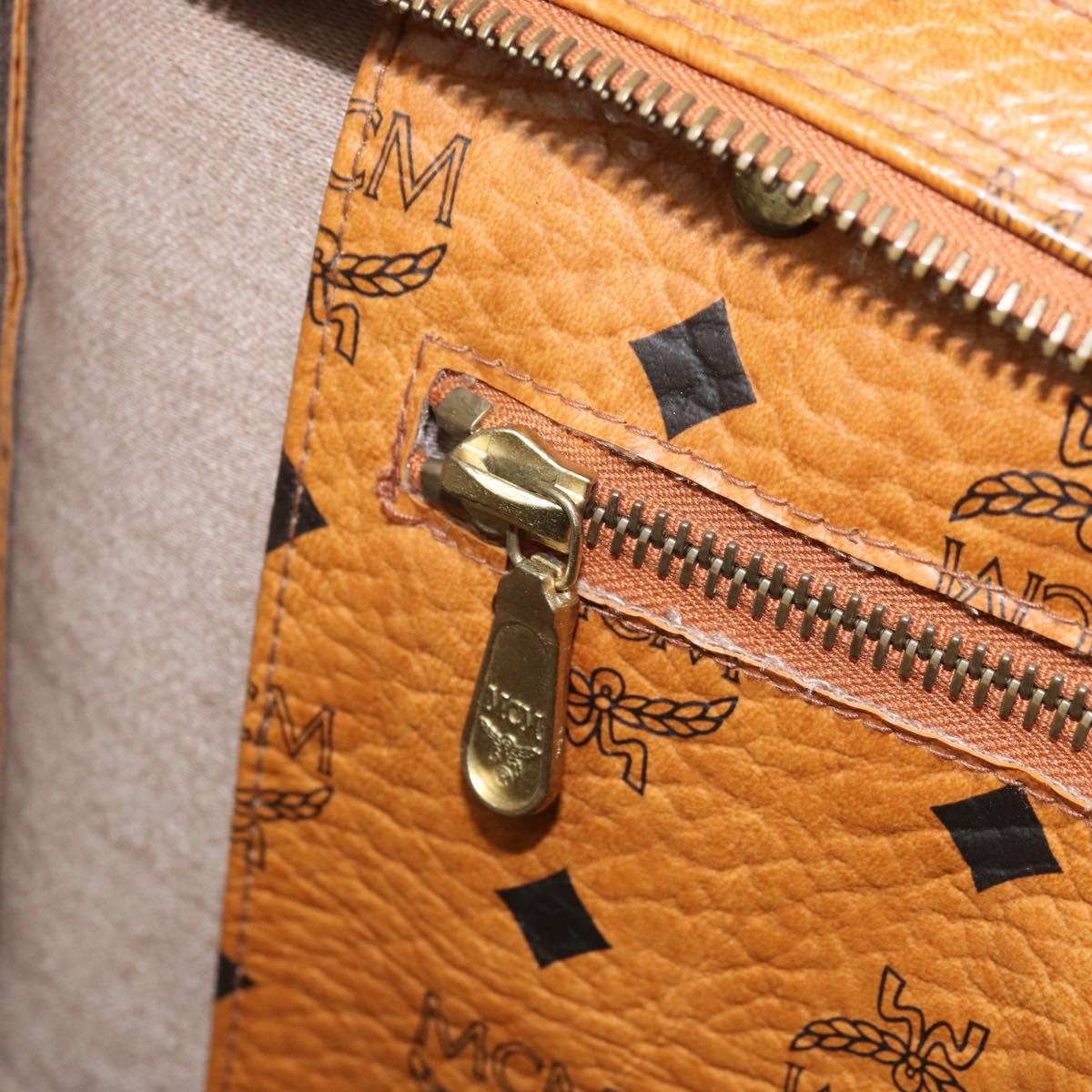 MCM Logogram Vicetos Tote Bag PVC Brown Gold Auth gh1948