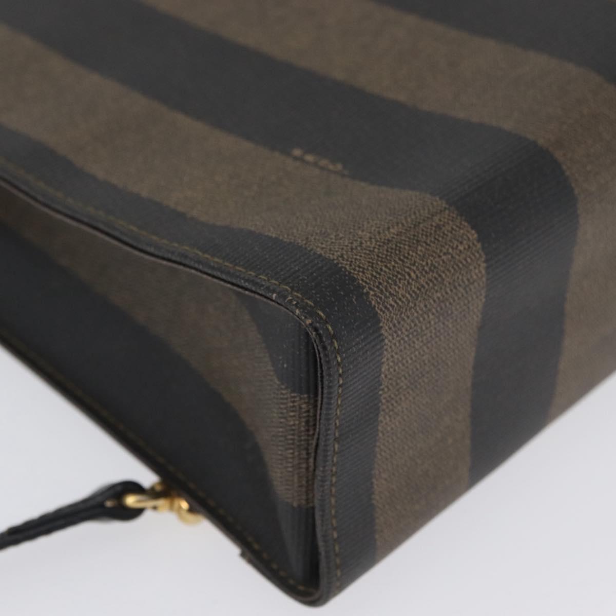 FENDI Pecan Canvas Hand Bag PVC 2way Black Brown Auth gh1950A