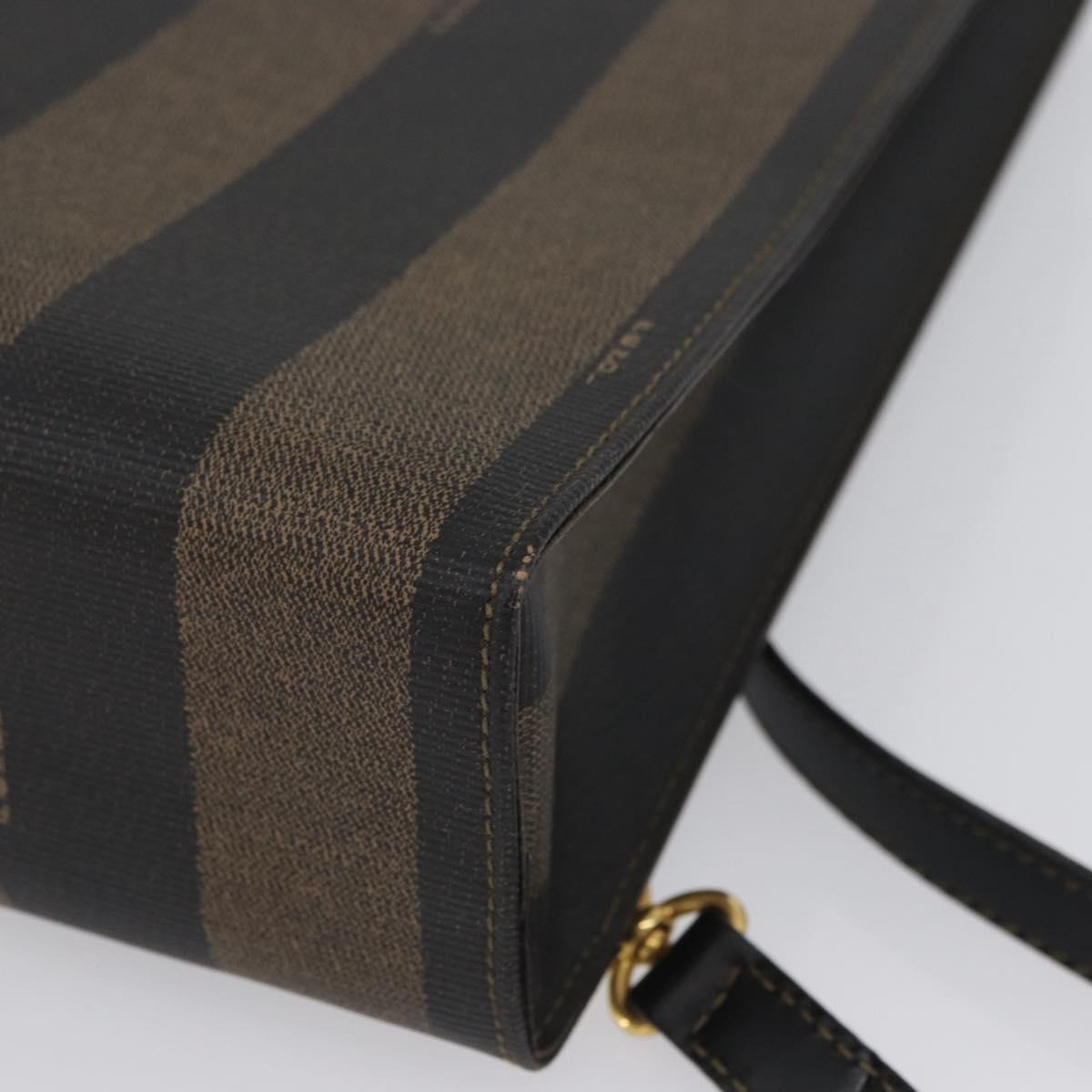FENDI Pecan Canvas Hand Bag PVC 2way Black Brown Auth gh1950A
