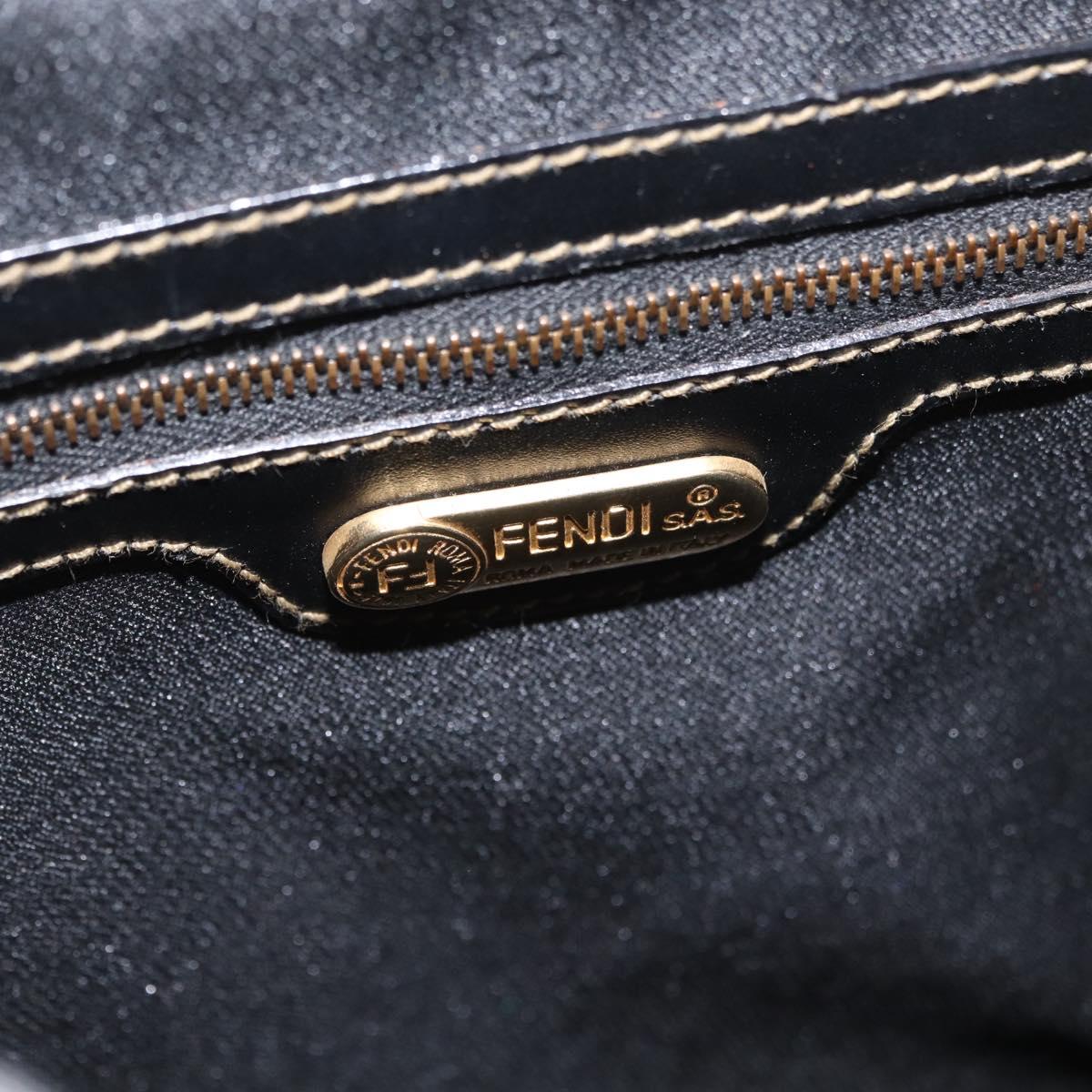 FENDI Pecan Canvas Hand Bag PVC 2way Black Brown Auth gh1950A