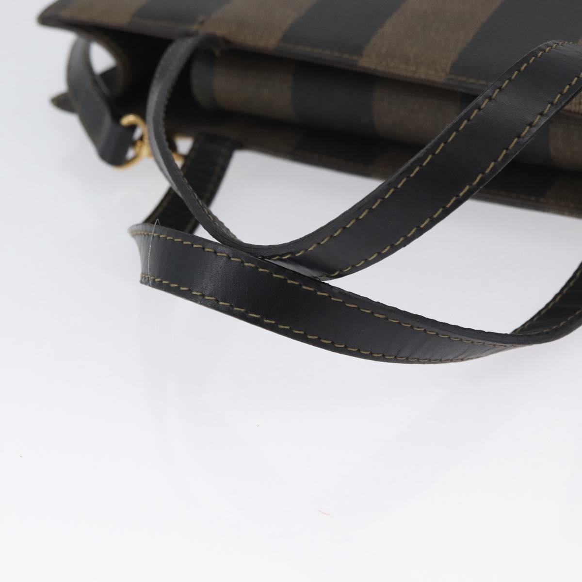 FENDI Pecan Canvas Hand Bag PVC 2way Black Brown Auth gh1950A