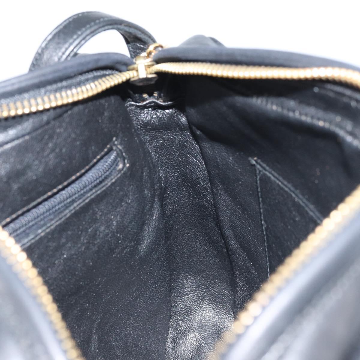 CHANEL Matelasse Shoulder Bag Lamb Skin Black Gold CC Auth gh1958