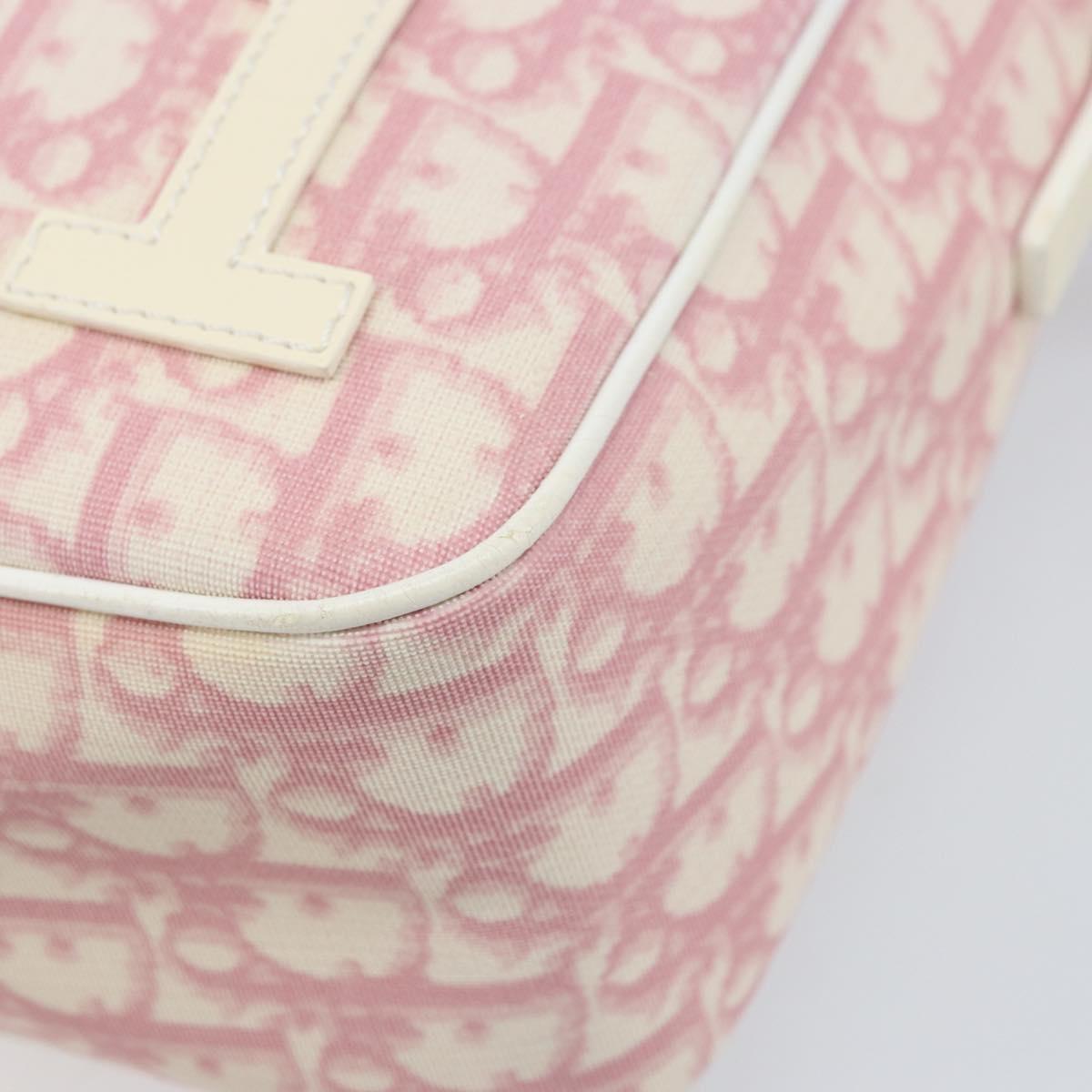 Christian Dior Trotter Canvas Shoulder Bag PVC Pink Silver Auth gh1960