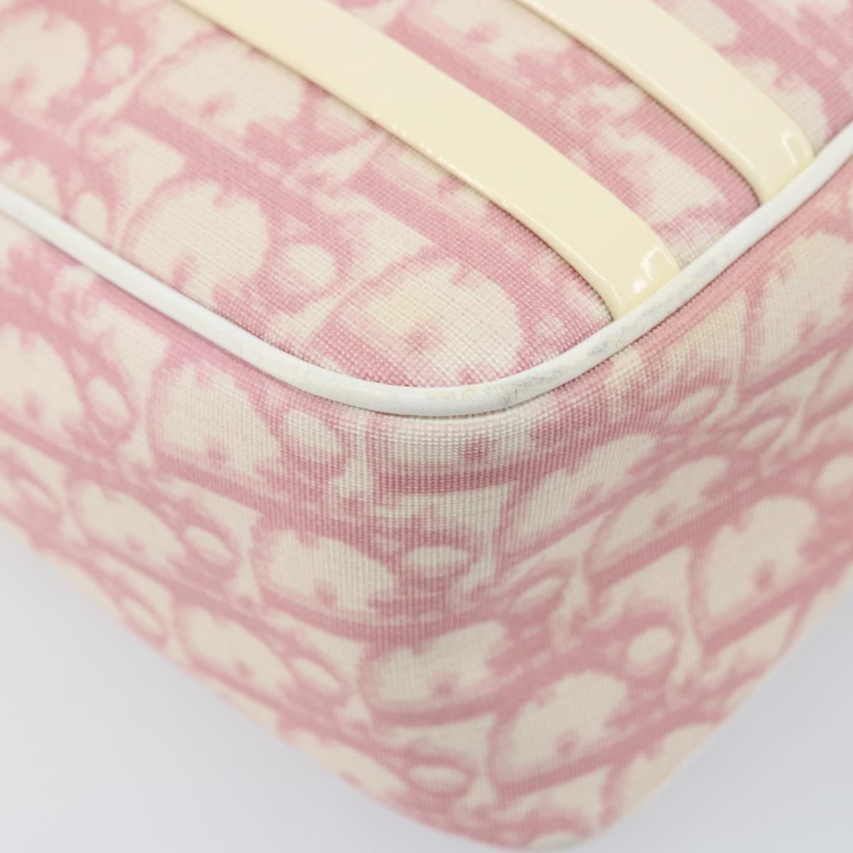 Christian Dior Trotter Canvas Shoulder Bag PVC Pink Silver Auth gh1960