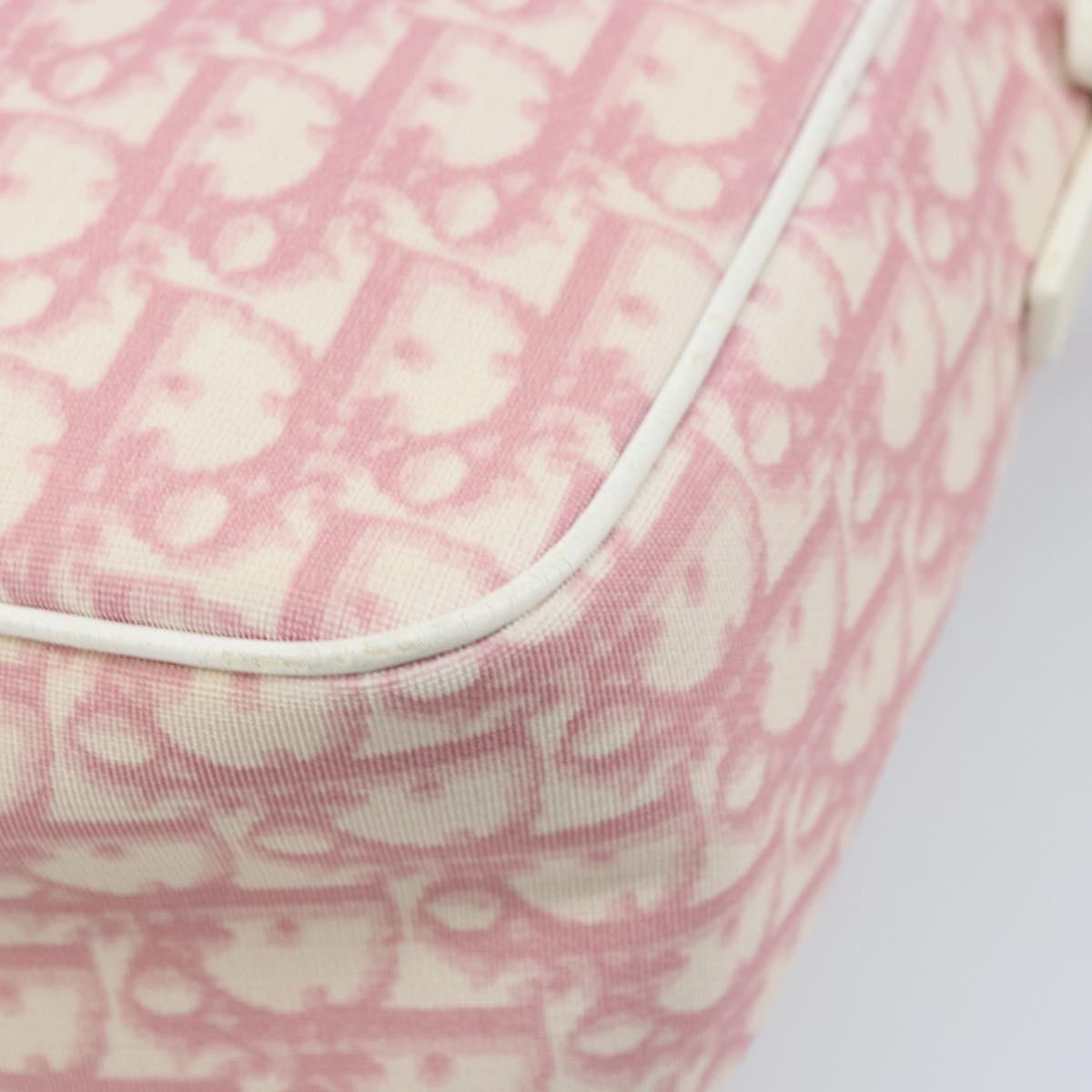 Christian Dior Trotter Canvas Shoulder Bag PVC Pink Silver Auth gh1960