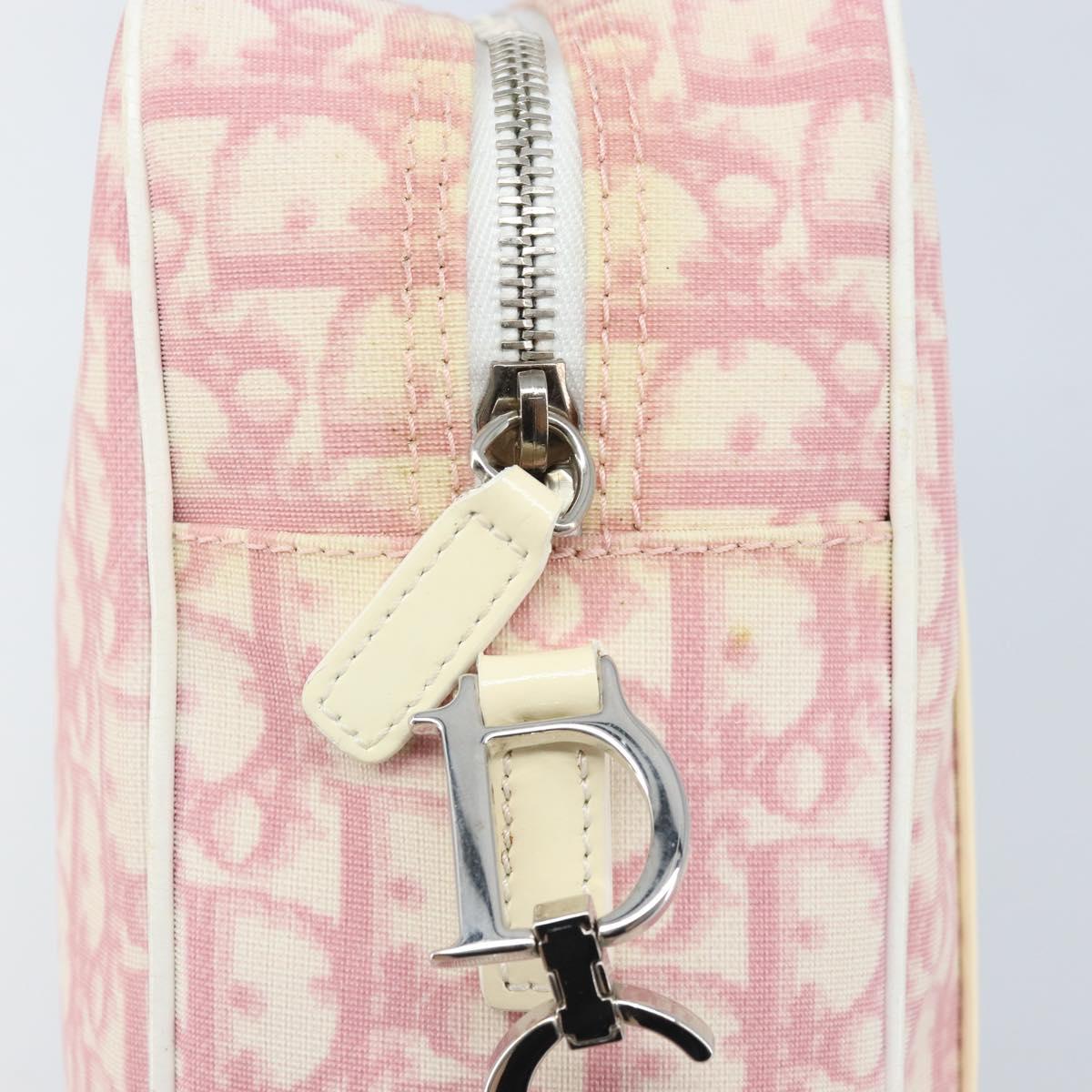 Christian Dior Trotter Canvas Shoulder Bag PVC Pink Silver Auth gh1960