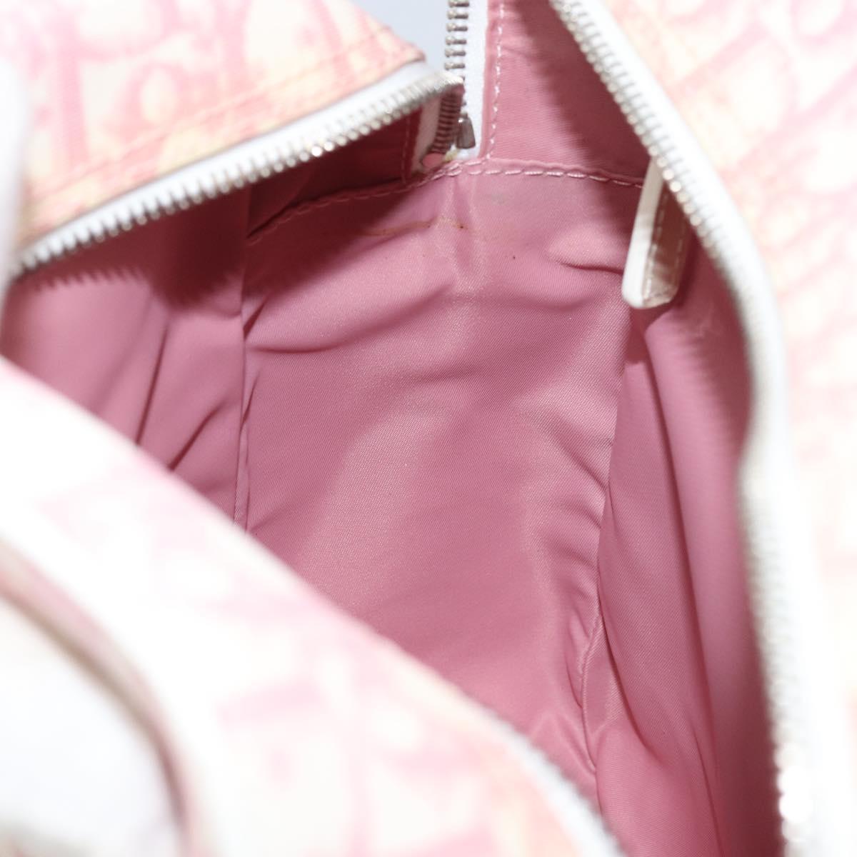 Christian Dior Trotter Canvas Shoulder Bag PVC Pink Silver Auth gh1960