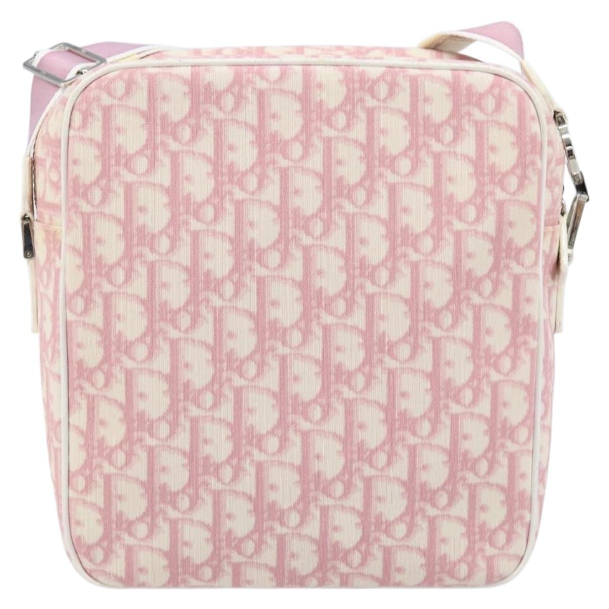 Christian Dior Trotter Canvas Shoulder Bag PVC Pink Silver Auth gh1960