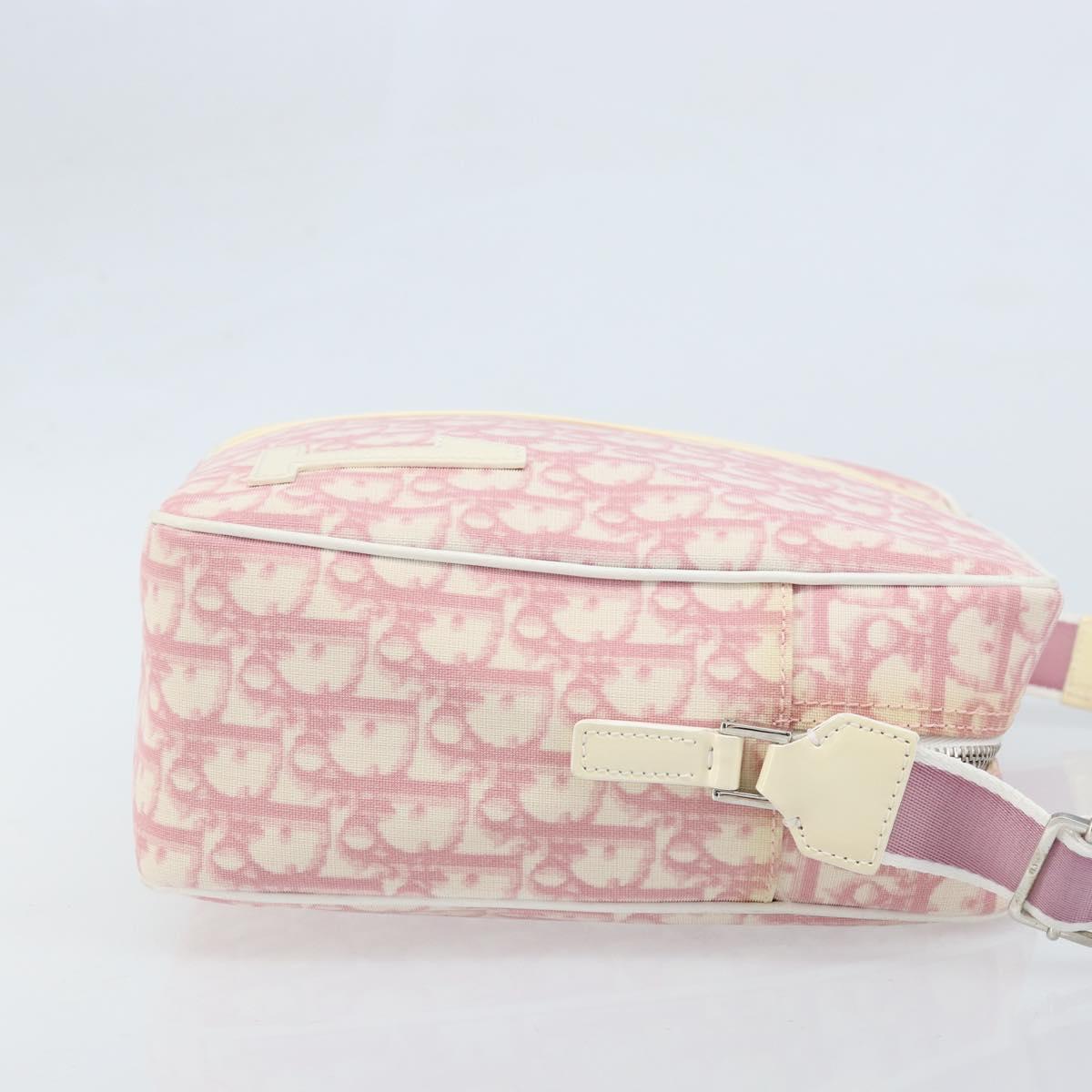 Christian Dior Trotter Canvas Shoulder Bag PVC Pink Silver Auth gh1960