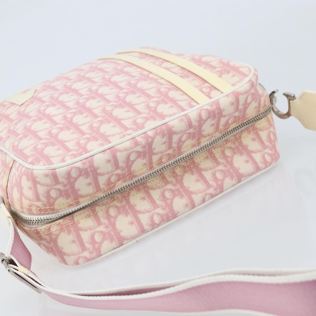 Christian Dior Trotter Canvas Shoulder Bag PVC Pink Silver Auth gh1960