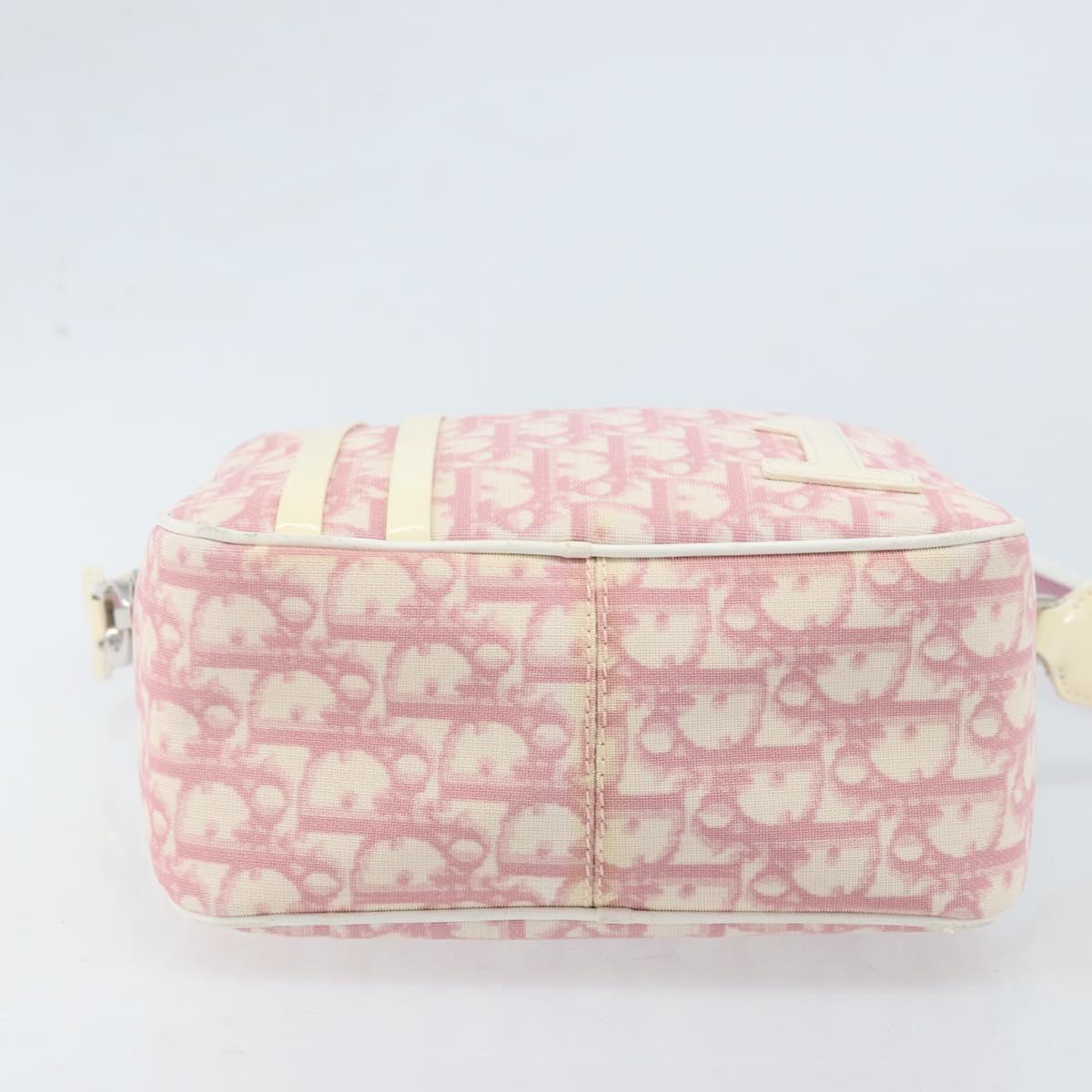 Christian Dior Trotter Canvas Shoulder Bag PVC Pink Silver Auth gh1960
