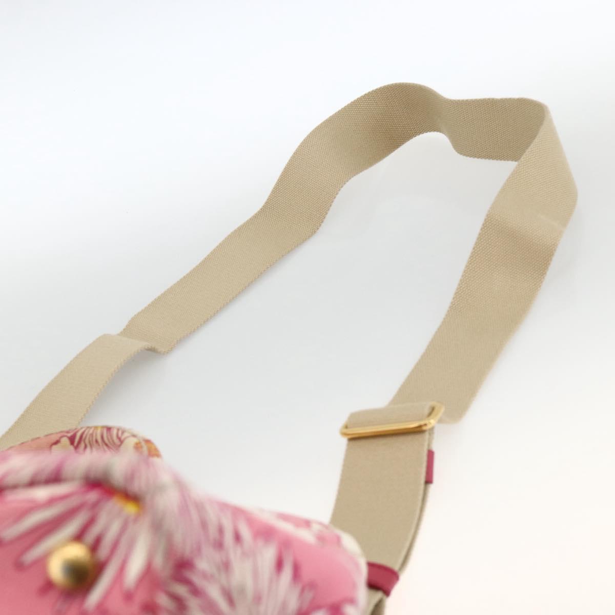 PRADA Canapa M Hand Bag Canvas 2way Pink Gold Auth gh1965