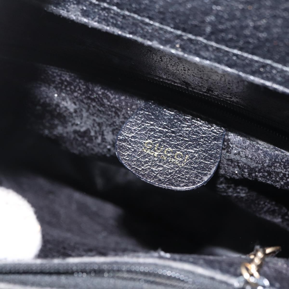 GUCCI Bamboo Tote Bag Leather Black Gold 002 1186 0260 Auth gh1967