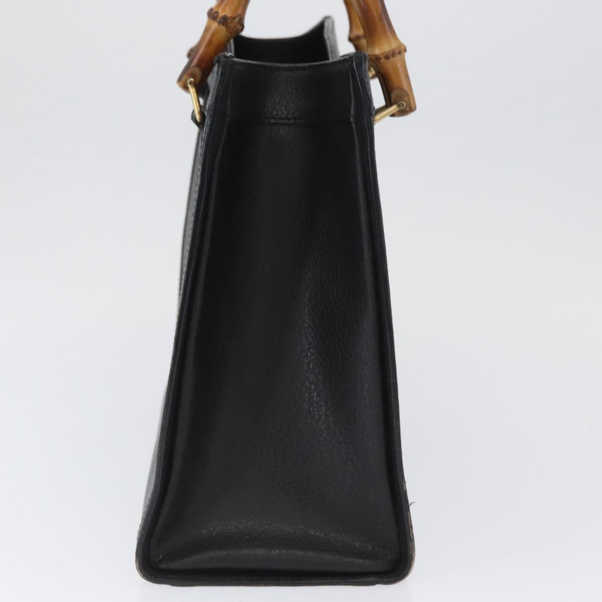 GUCCI Bamboo Tote Bag Leather Black Gold 002 1186 0260 Auth gh1967