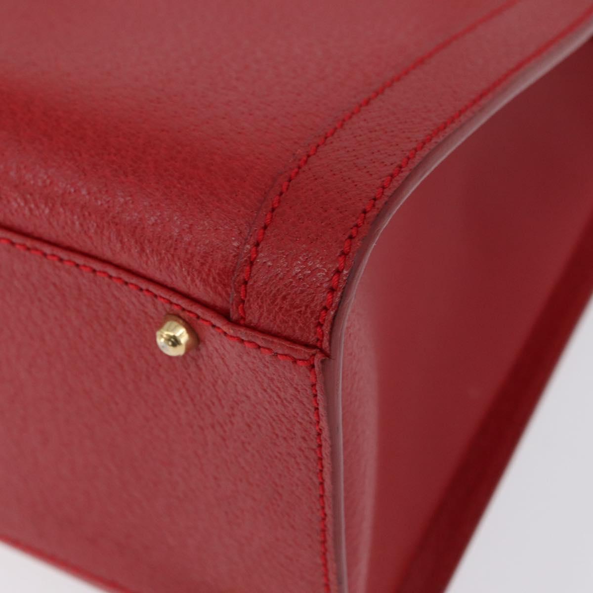 GUCCI Bamboo Hand Bag Leather Red Gold 002 0260 Auth gh1968