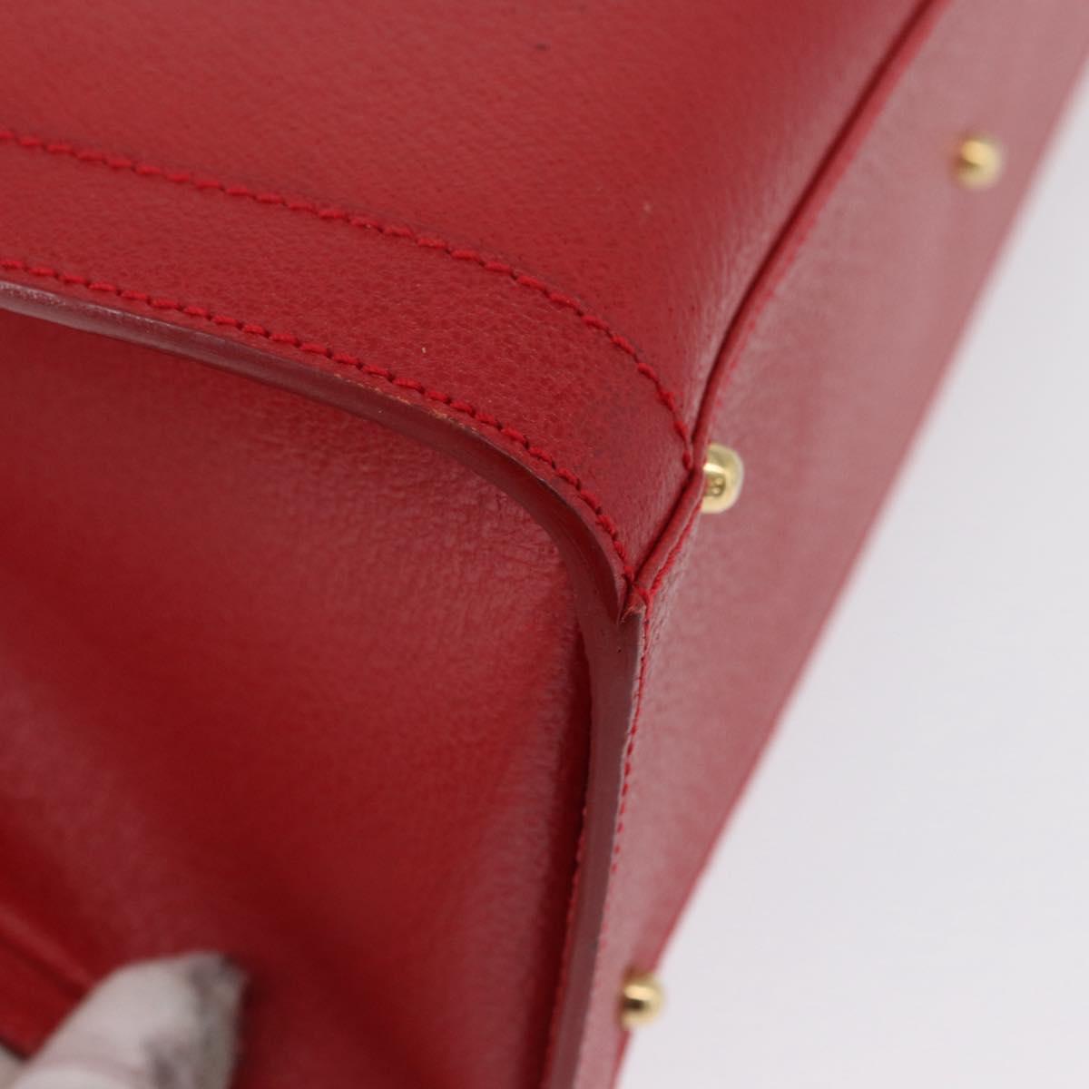 GUCCI Bamboo Hand Bag Leather Red Gold 002 0260 Auth gh1968