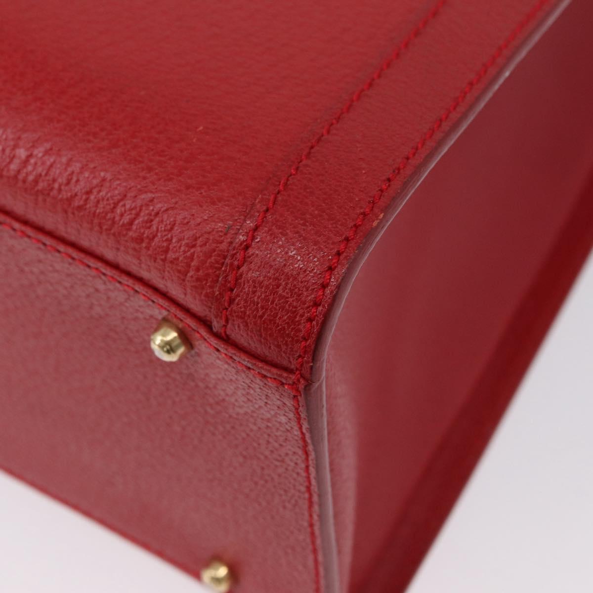 GUCCI Bamboo Hand Bag Leather Red Gold 002 0260 Auth gh1968