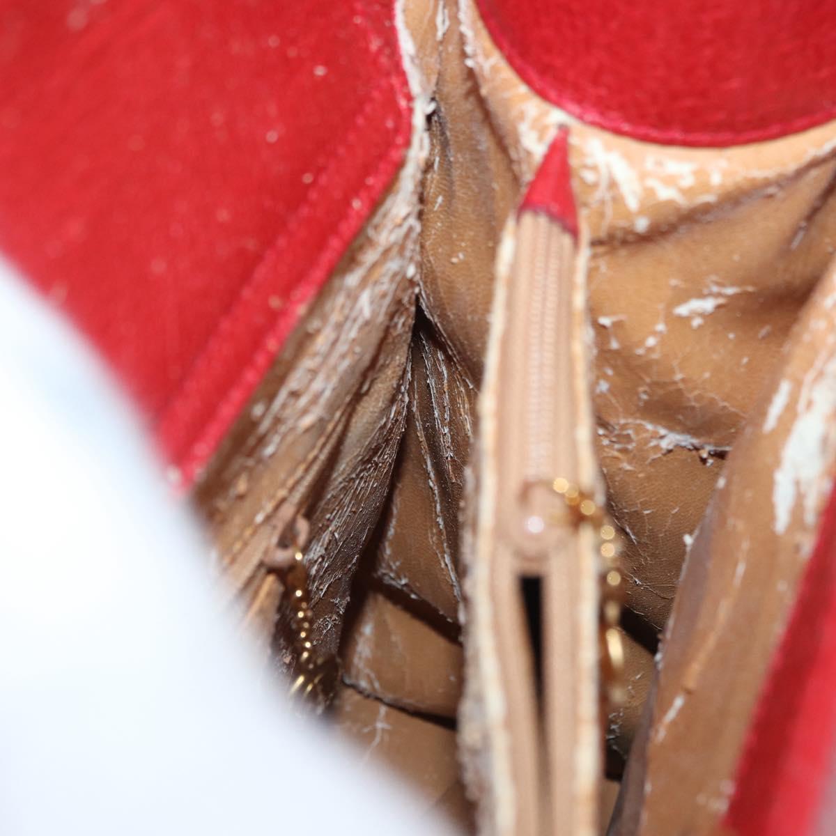 GUCCI Bamboo Hand Bag Leather Red Gold 002 0260 Auth gh1968