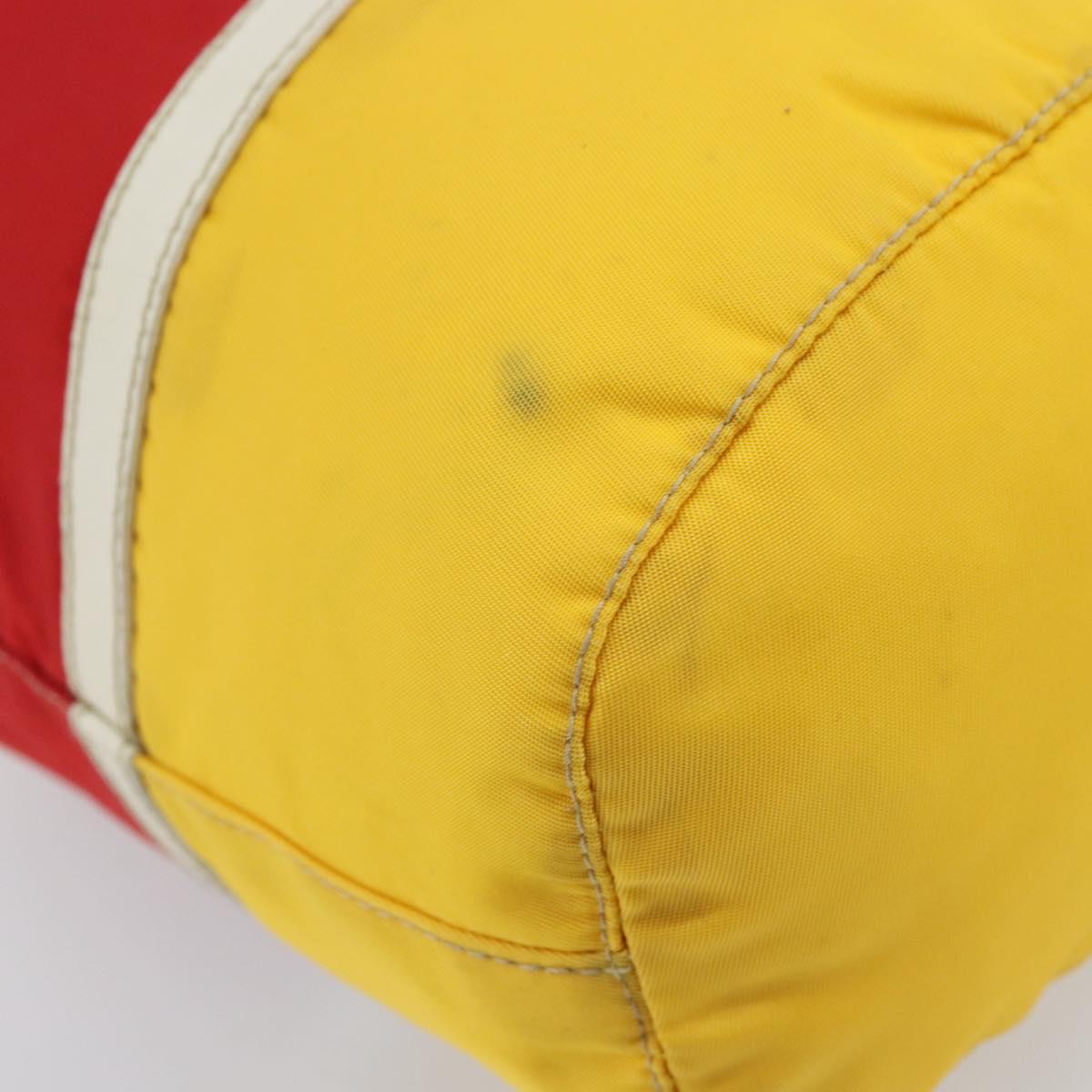 PRADA Pouch Nylon Yellow Silver Auth gh1970