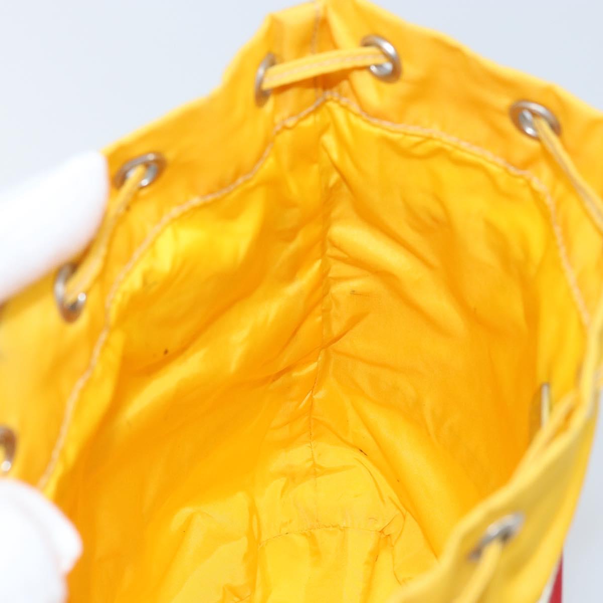 PRADA Pouch Nylon Yellow Silver Auth gh1970