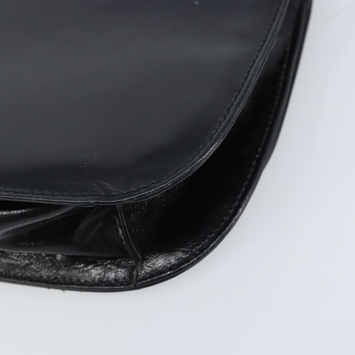 PRADA Chain Shoulder Bag Leather Black Silver Auth gh1971