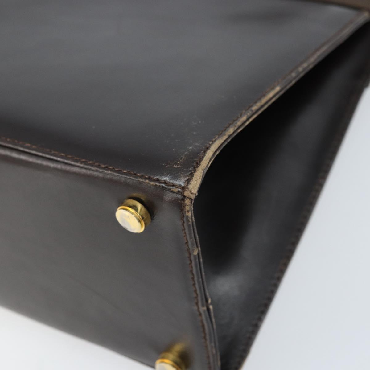 Salvatore Ferragamo Vala Hand Bag Leather Brown Gold Auth gh1974