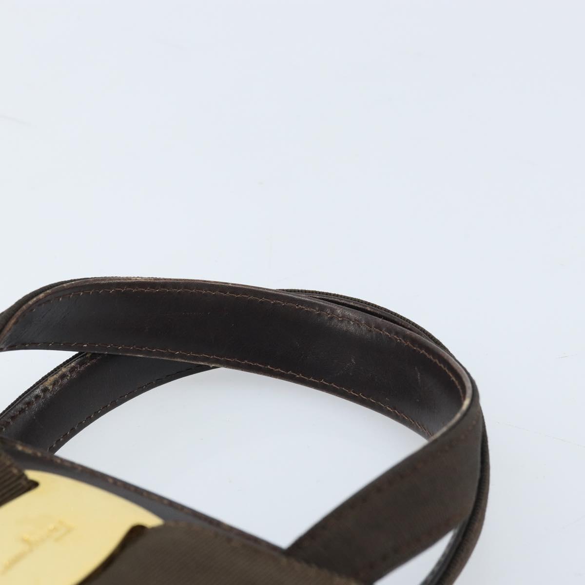 Salvatore Ferragamo Vala Hand Bag Leather Brown Gold Auth gh1974