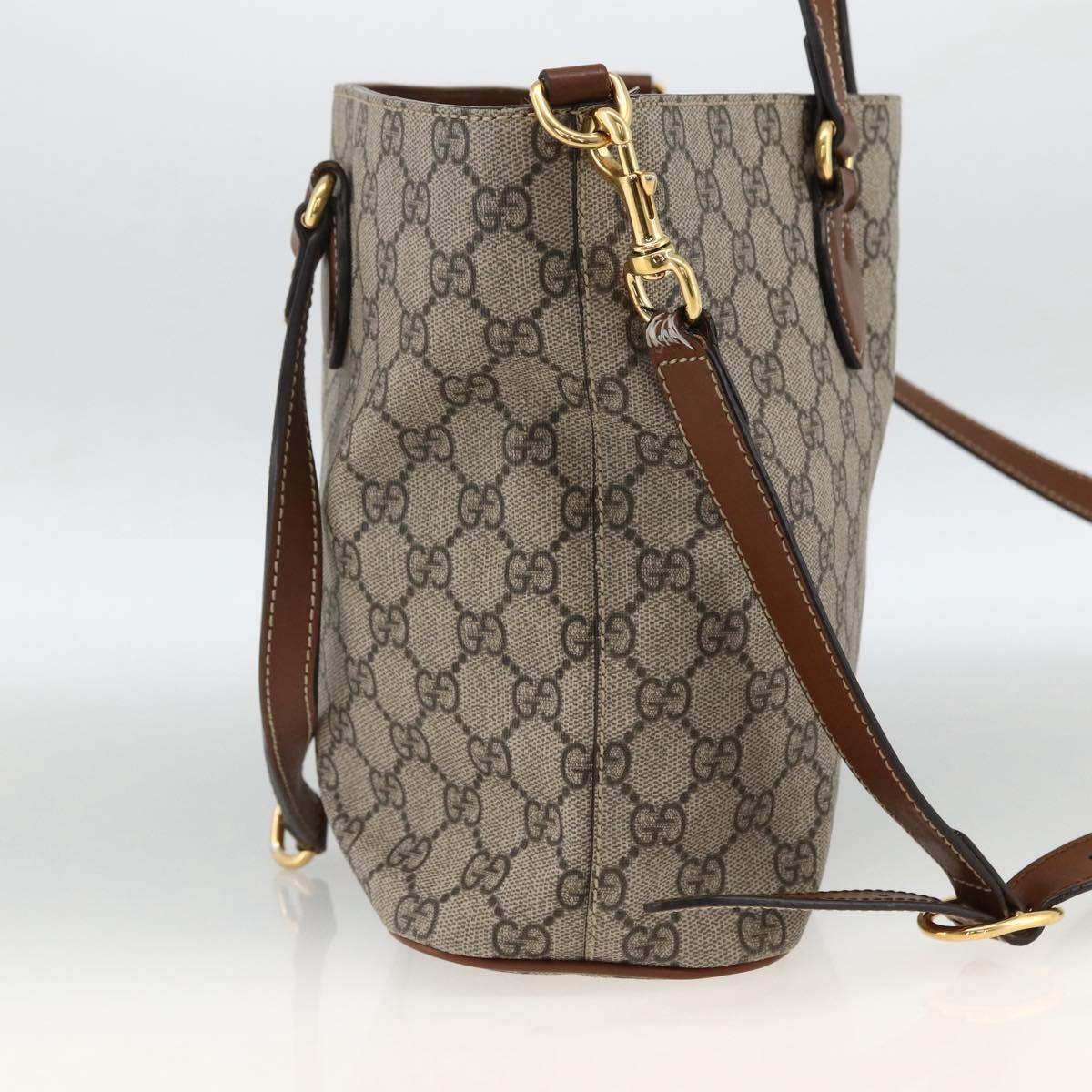 GUCCI GG Supreme Tote Bag PVC 2way Beige Gold 473887 Auth gh1977