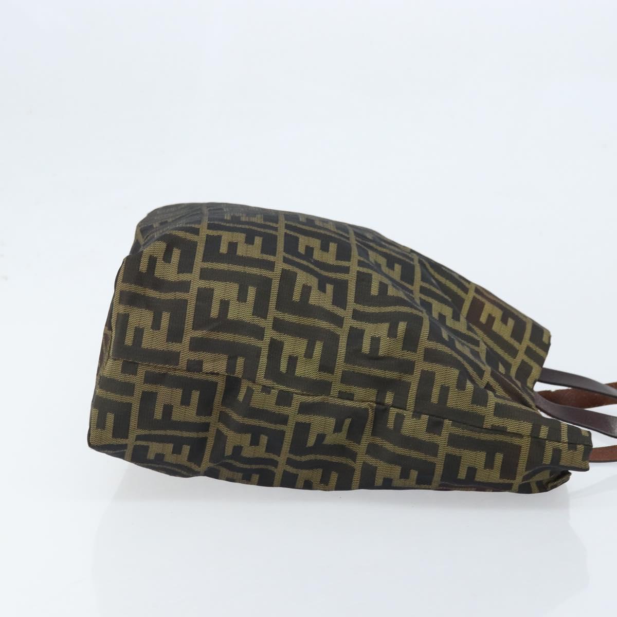 FENDI Zucca Canvas Tote Bag Brown Black Auth gh1980