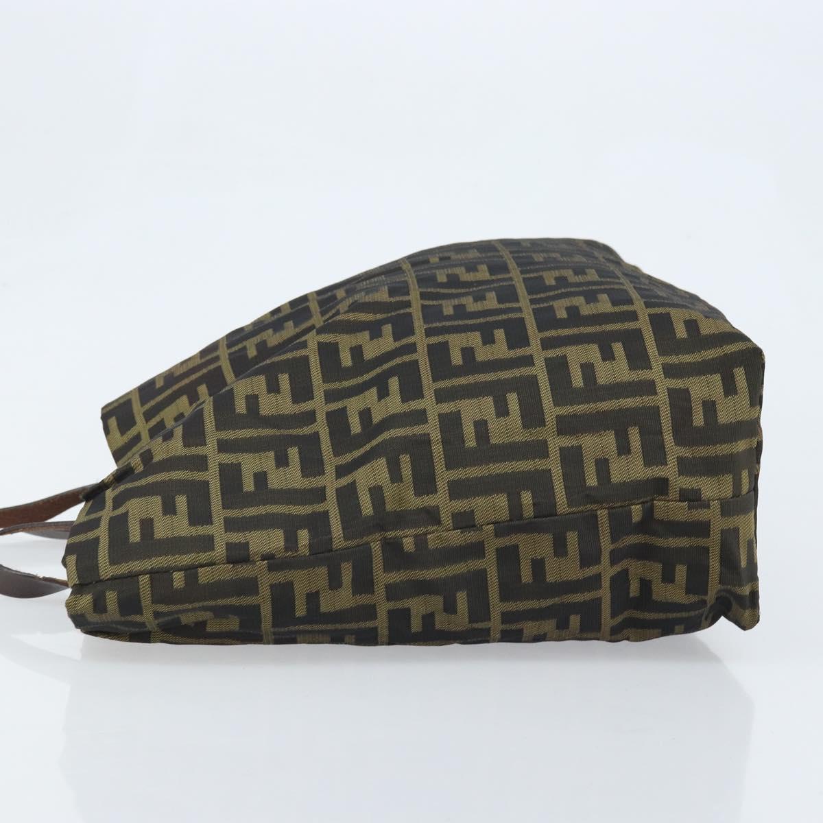FENDI Zucca Canvas Tote Bag Brown Black Auth gh1980