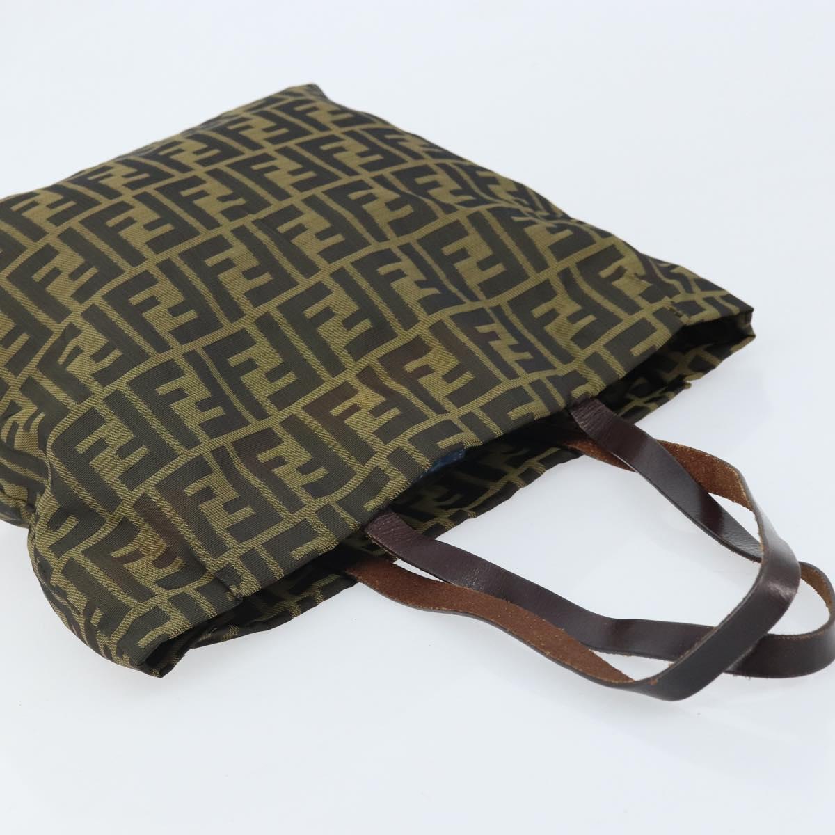 FENDI Zucca Canvas Tote Bag Brown Black Auth gh1980