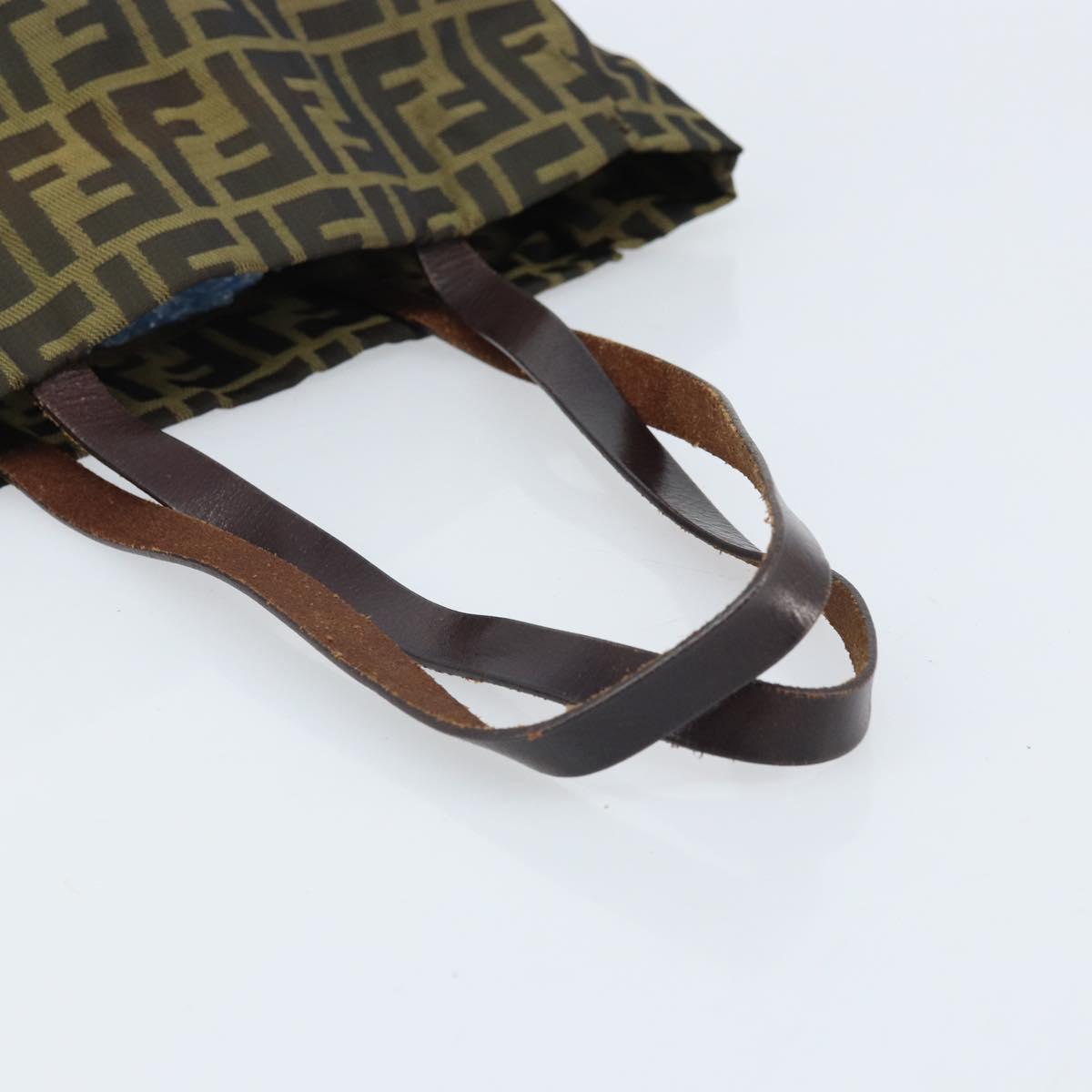 FENDI Zucca Canvas Tote Bag Brown Black Auth gh1980