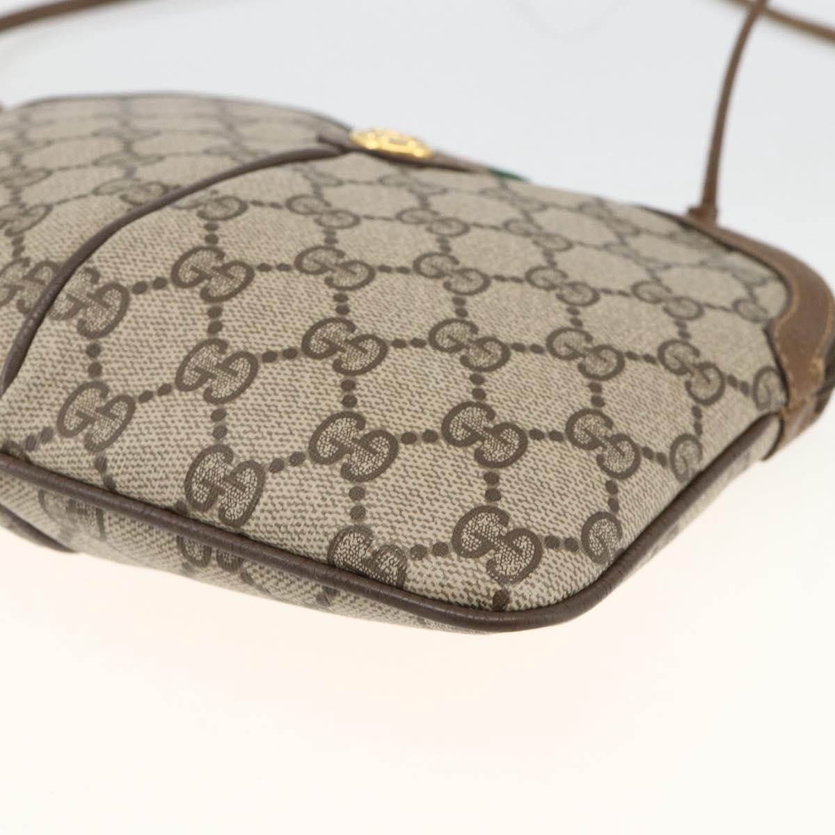 GUCCI GG Supreme Web Sherry Line Bag PVC Beige Gold 904 02 047 Auth gh1981