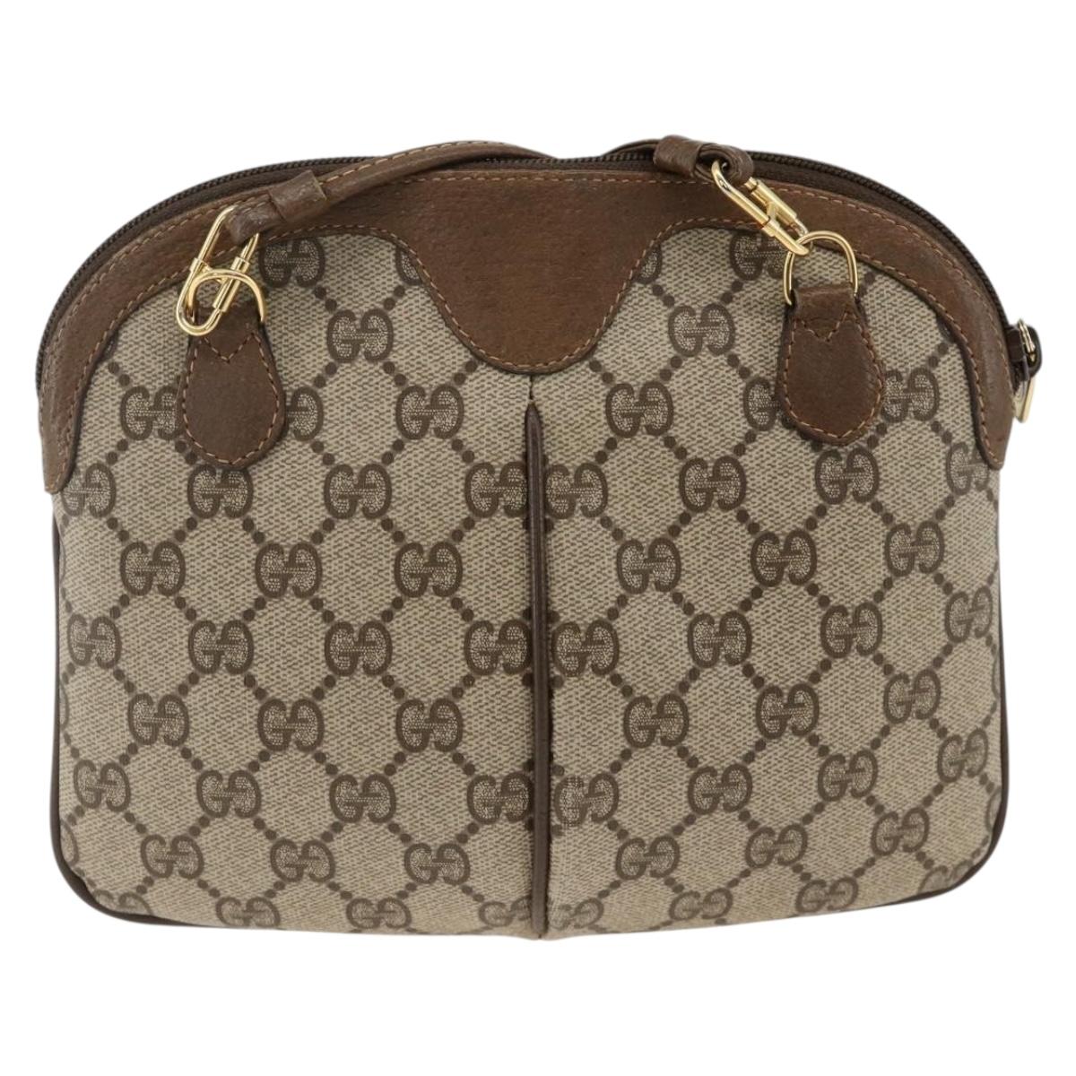 GUCCI GG Supreme Web Sherry Line Bag PVC Beige Gold 904 02 047 Auth gh1981