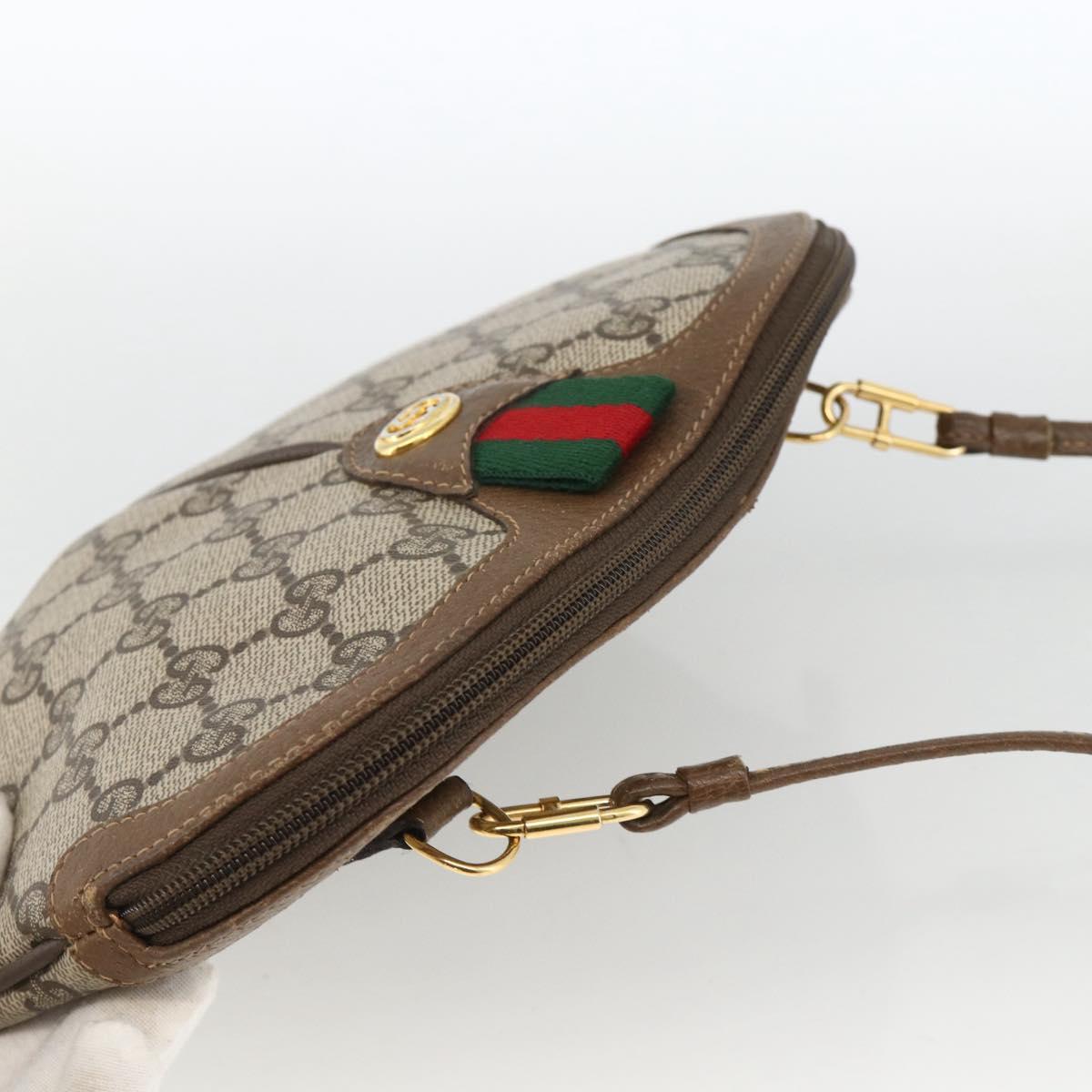 GUCCI GG Supreme Web Sherry Line Bag PVC Beige Gold 904 02 047 Auth gh1981