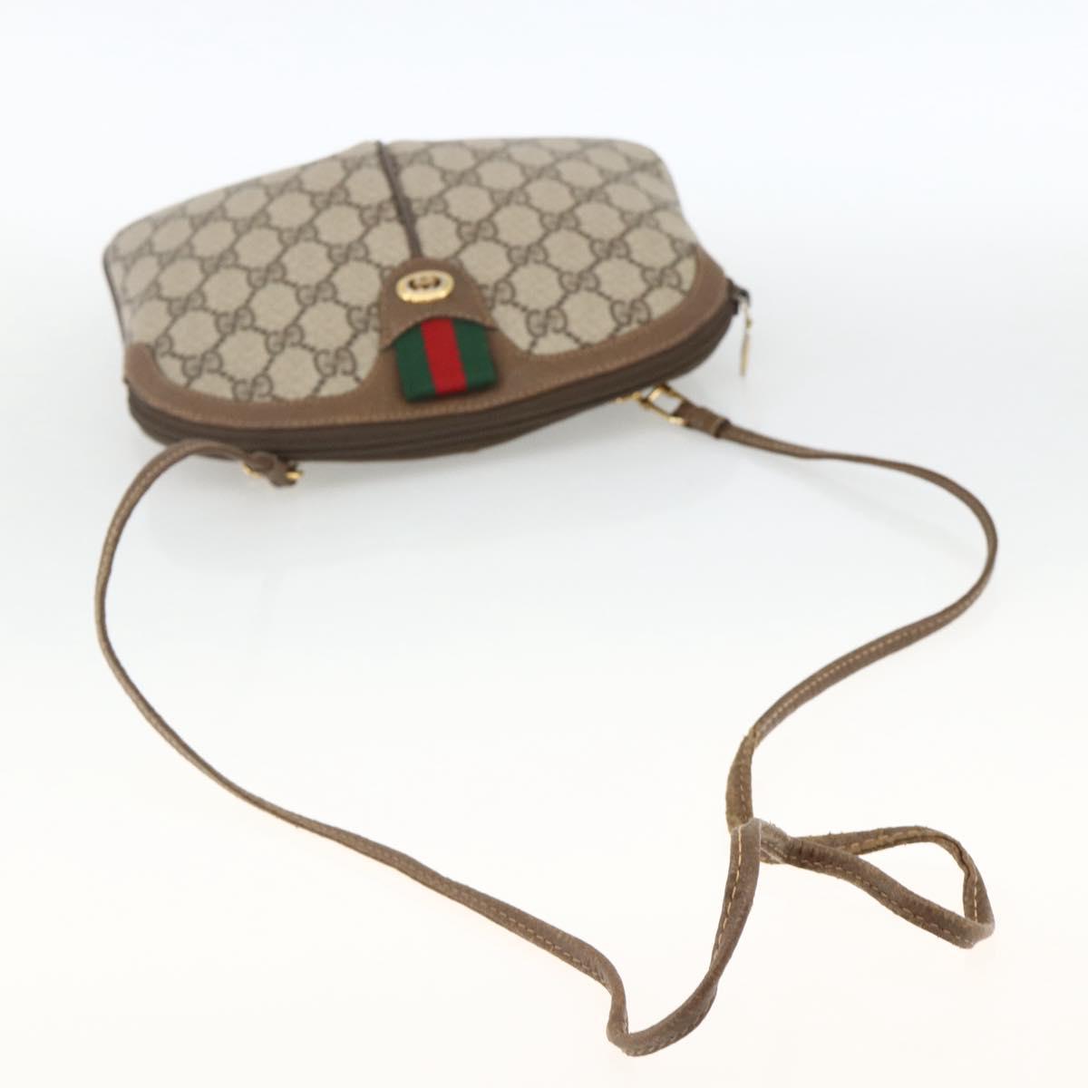 GUCCI GG Supreme Web Sherry Line Bag PVC Beige Gold 904 02 047 Auth gh1981